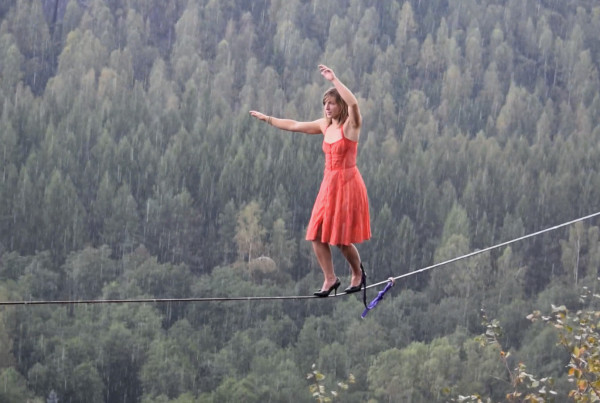 Highline Walking is Awesome. Highline Walking in High Heels is Even More Amazing.