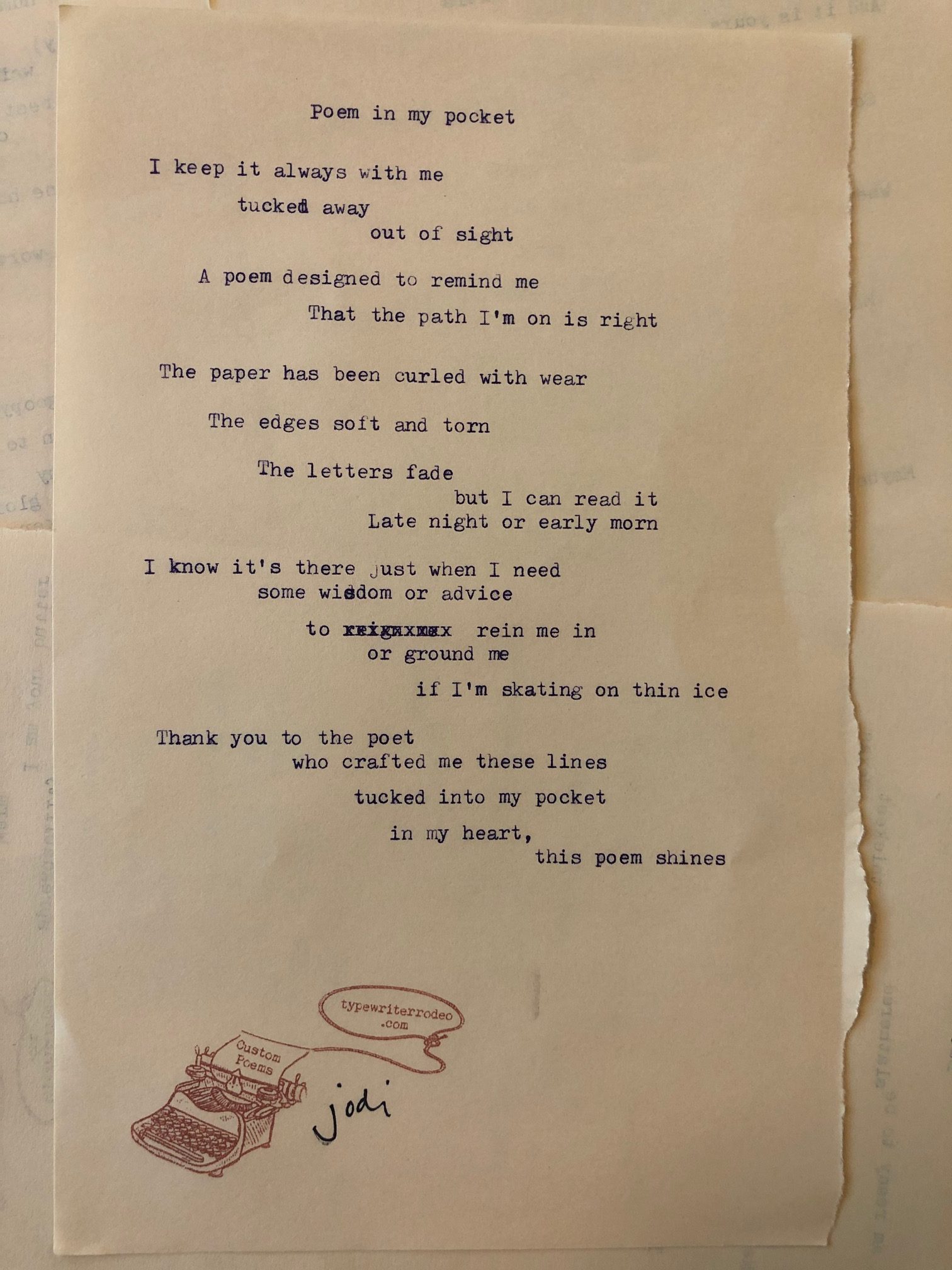 typewriter rodeo poem in my pocket