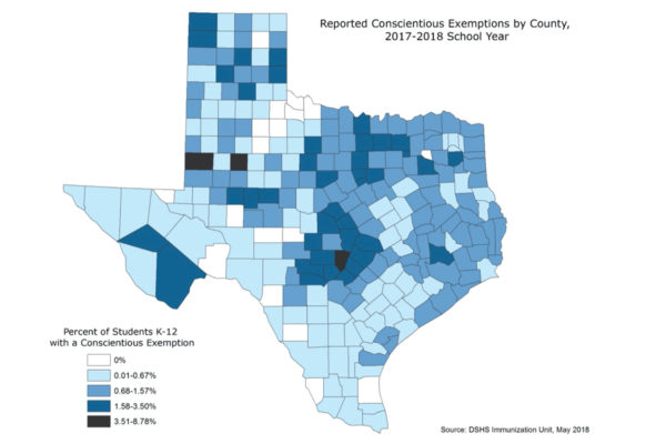 2017-2018crop Reported conscientious vaccine exemptions among K-12 students for the 2017-2018 school year.
