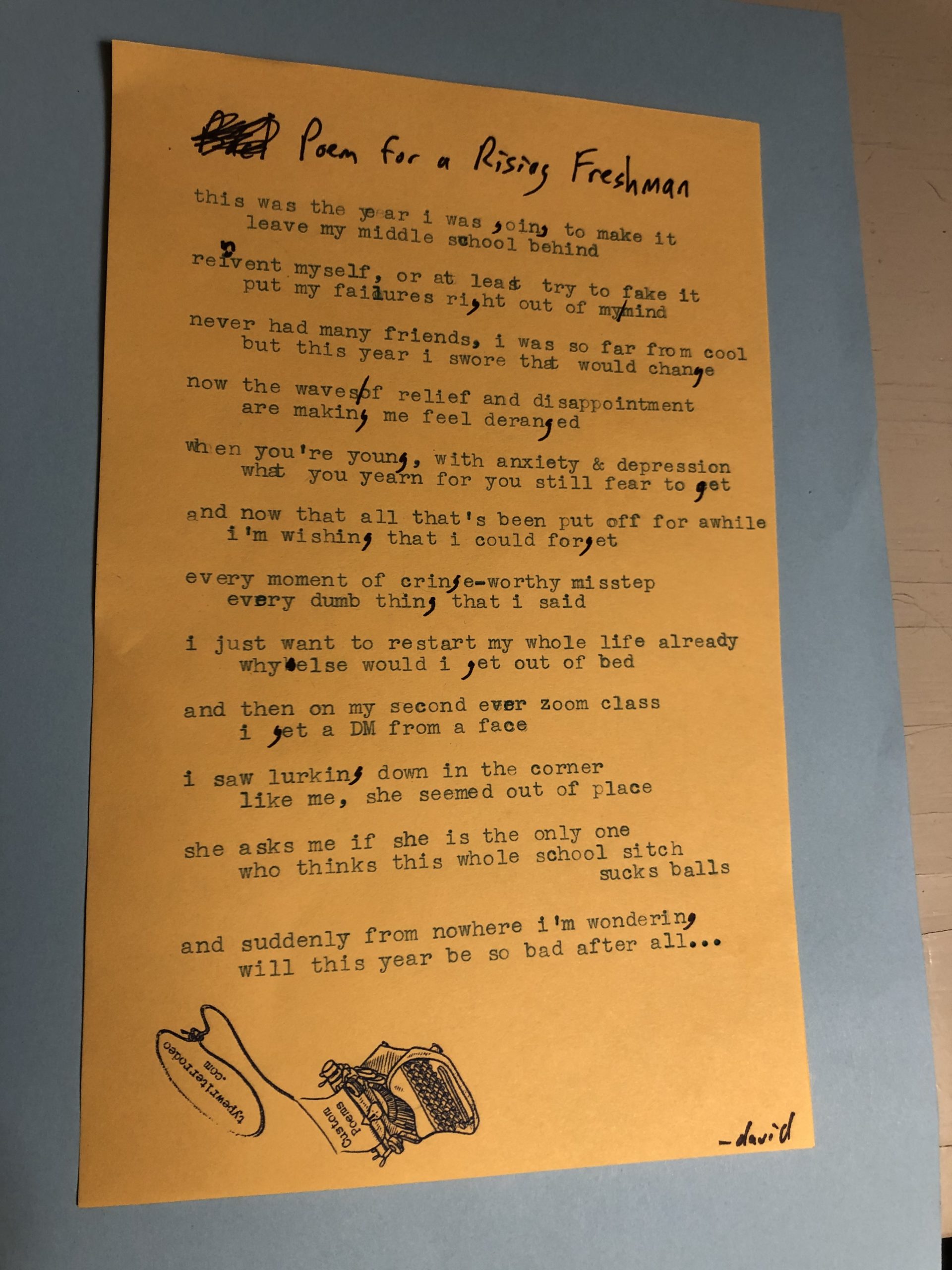 photo of typewritten poem