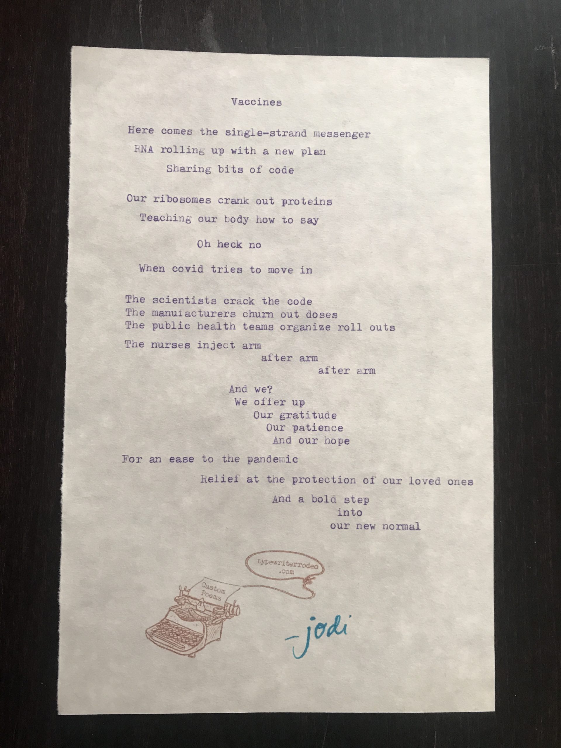 photo of typewritten poem