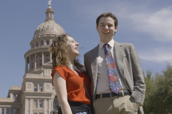 L'Hannah and Hayden Pedigo in Austin as depicted in the film "Kid Candidate" by Jasmine Stodel.