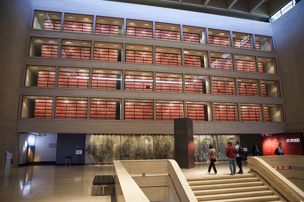 A view of the upper floors of the library, containing the archives.
