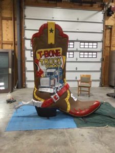 one of the giant boots, after it was restored