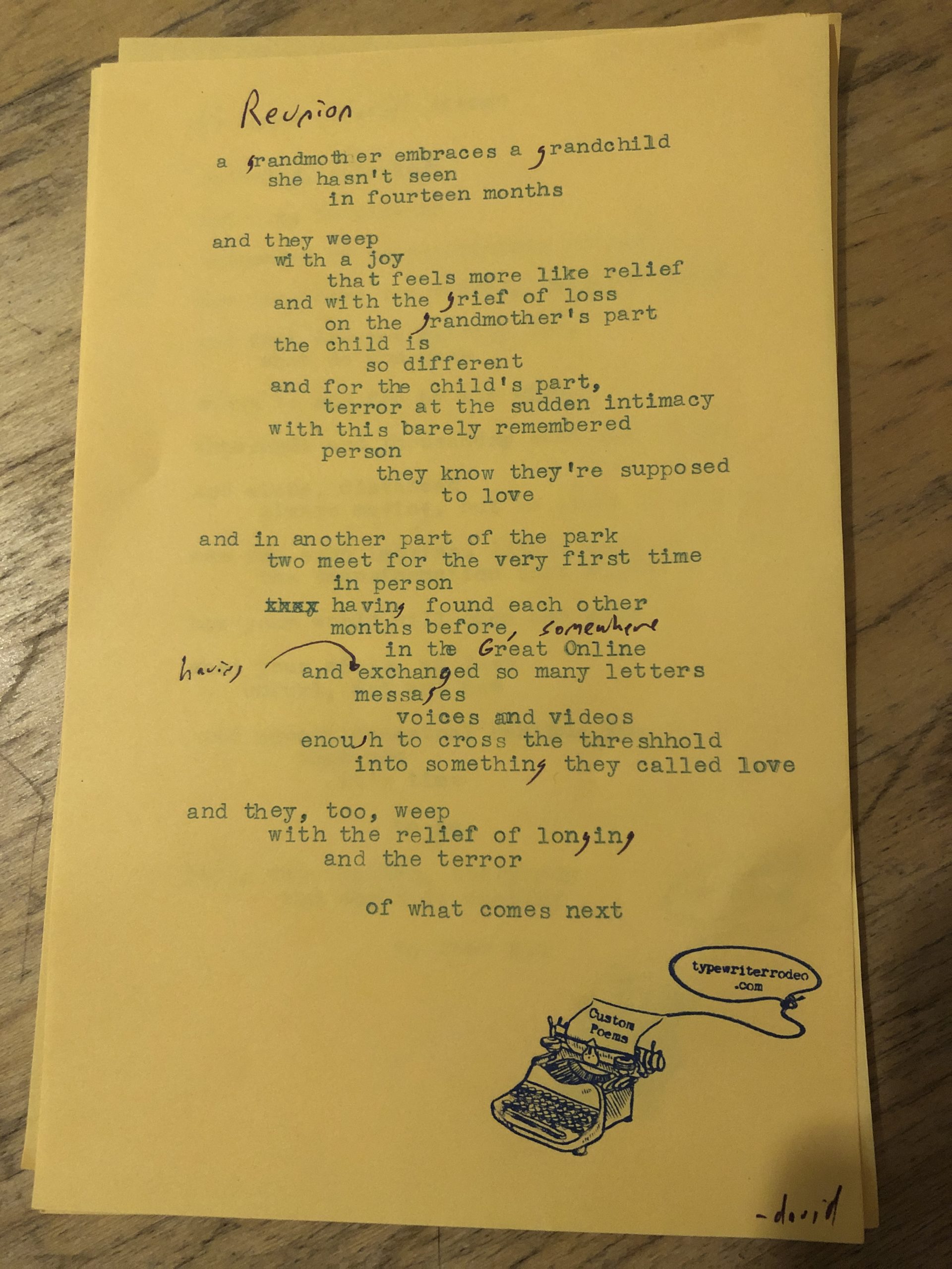 photo of typewritten poem