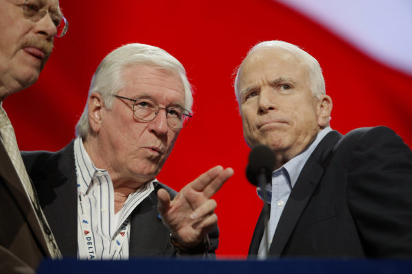 Neal McCain Neal Spelce with U.S. Senator John McCain (R-Arizona) during McCain's 2008 campaign for president.