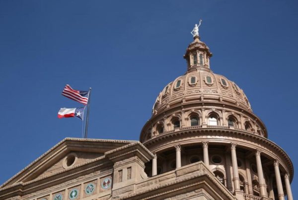 An exterior shot of the Texas Capitol building
