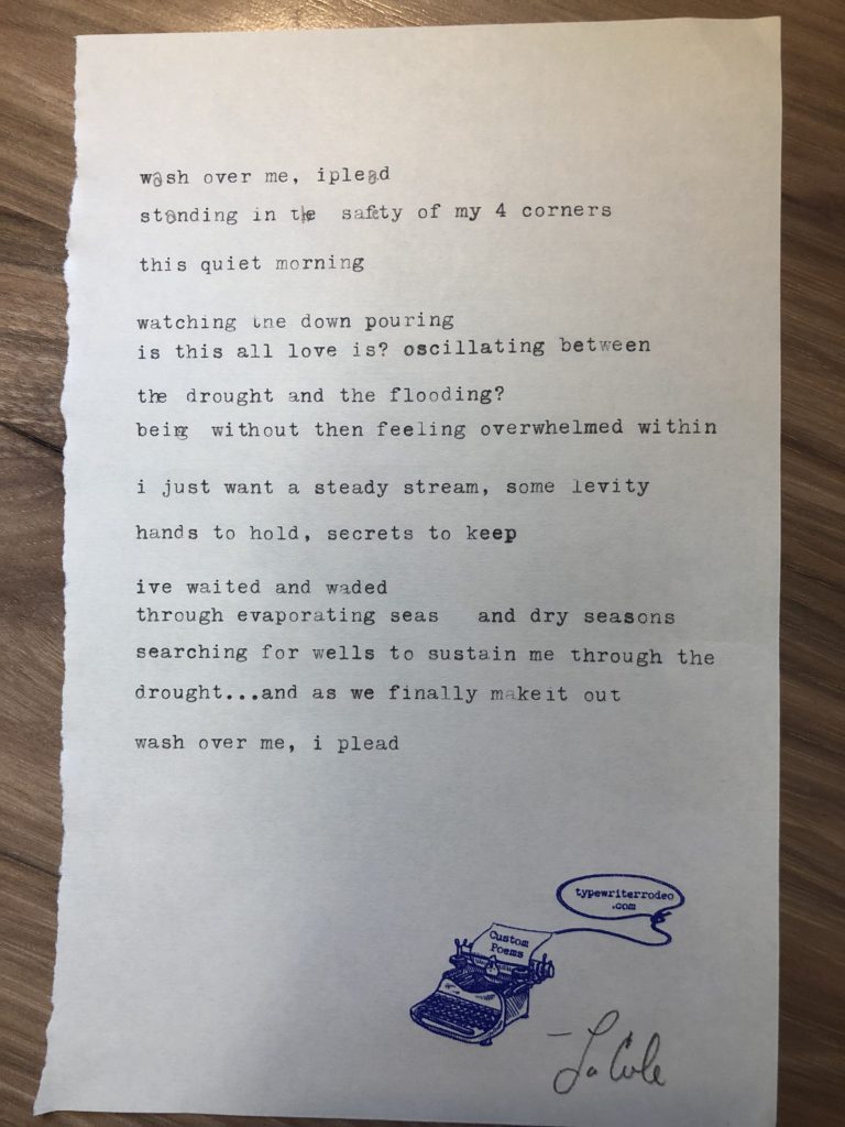 a photo of the typewritten poem on a torn half-sheet of paper