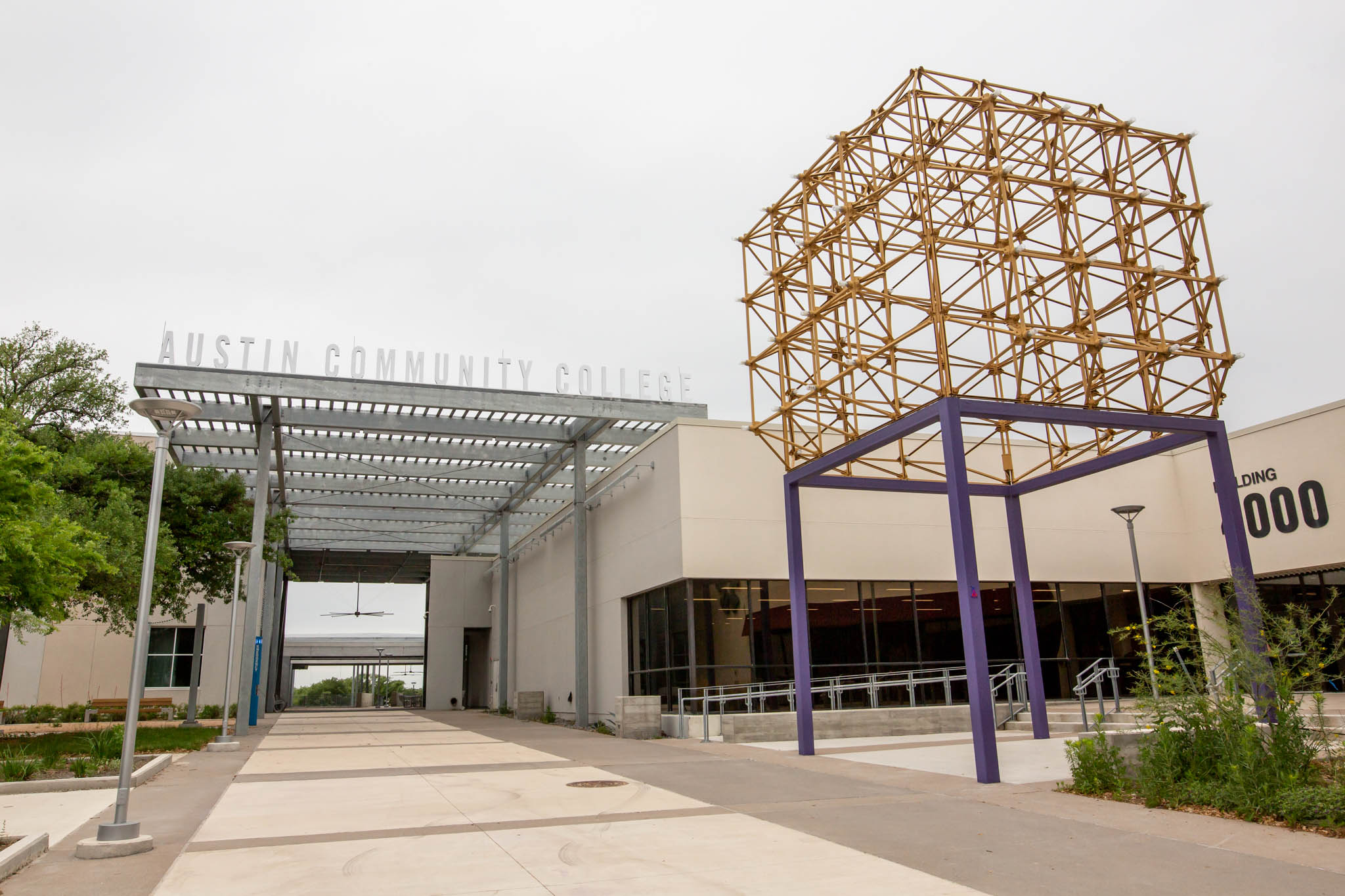 An exterior building shot with the words 