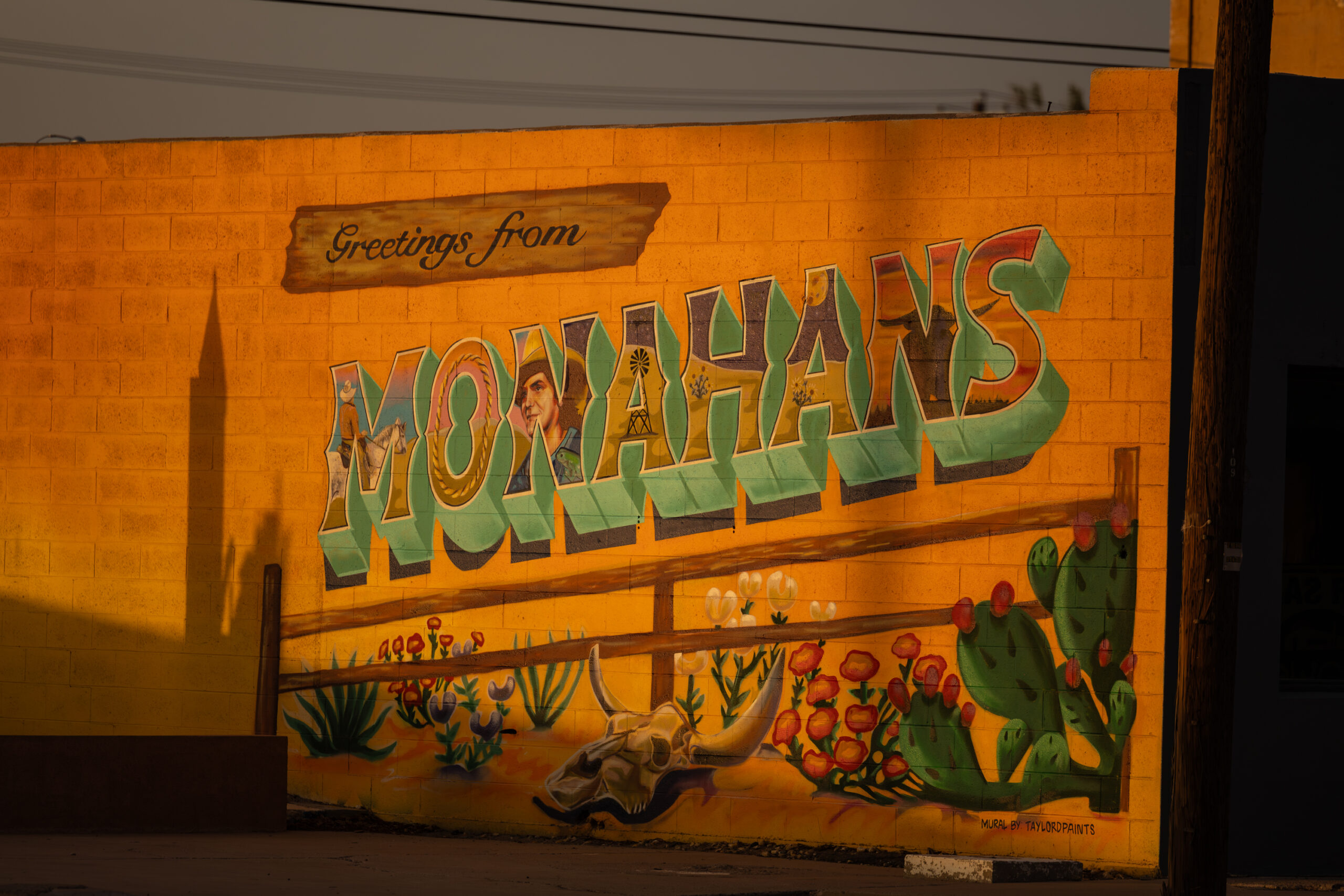 A mural reading 