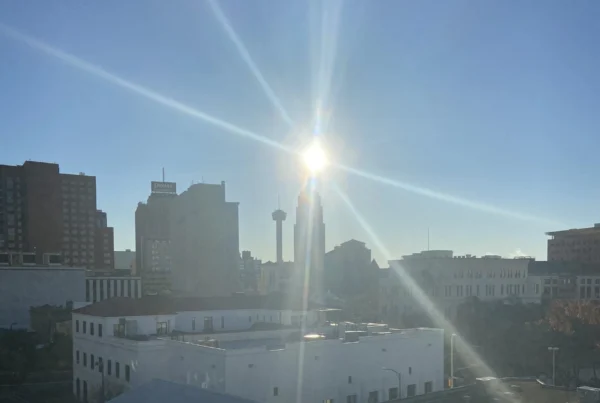 The sun shining over San Antonio Texas