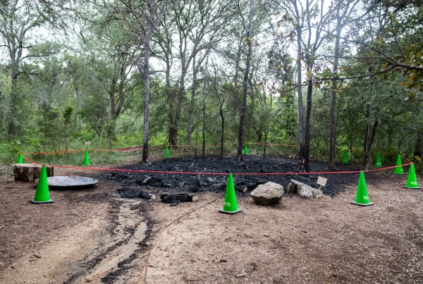 Austin’s giant troll in Pease Park burns down
