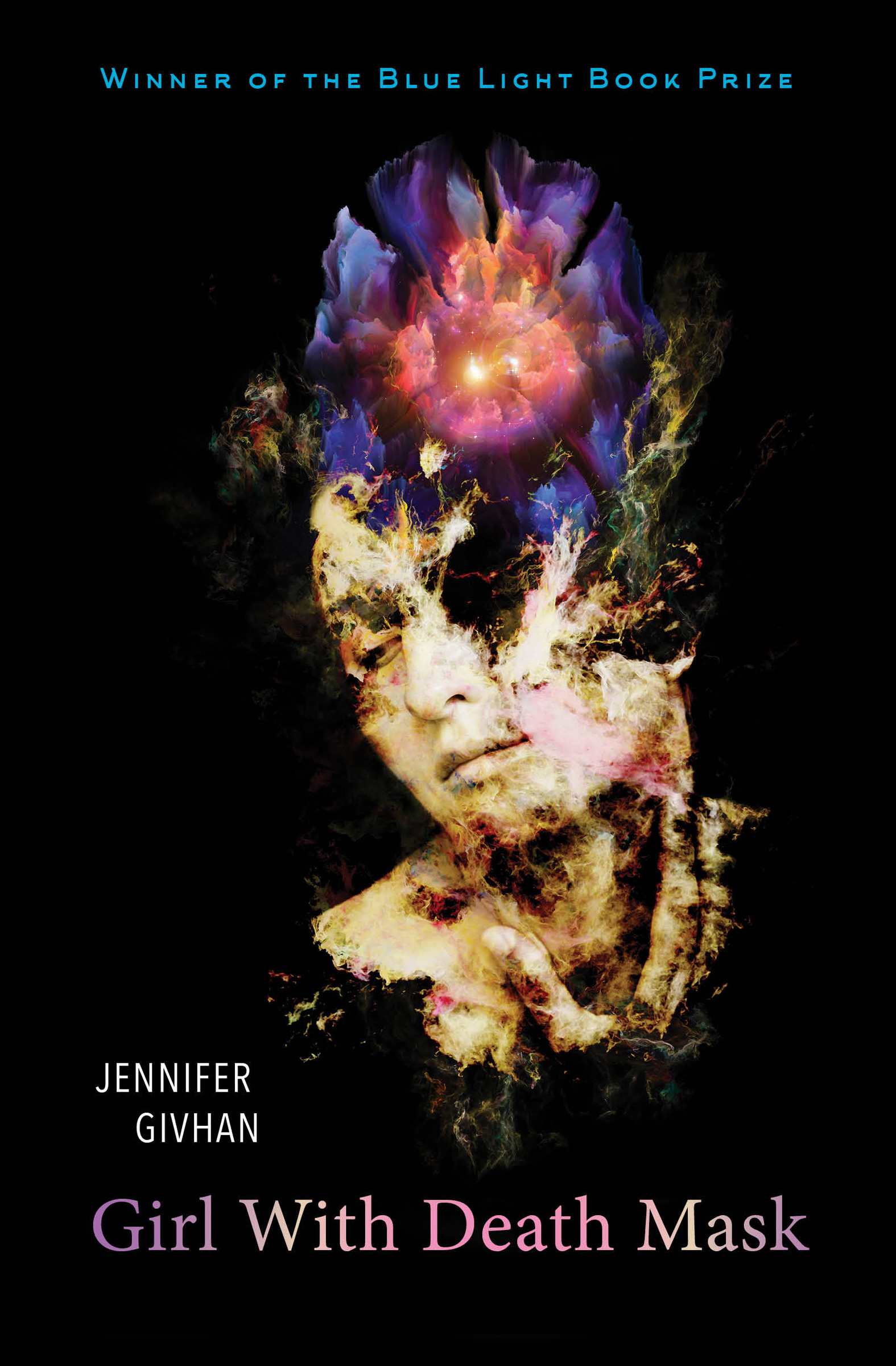This image is the cover for the book Girl with Death Mask, Blue Light Books