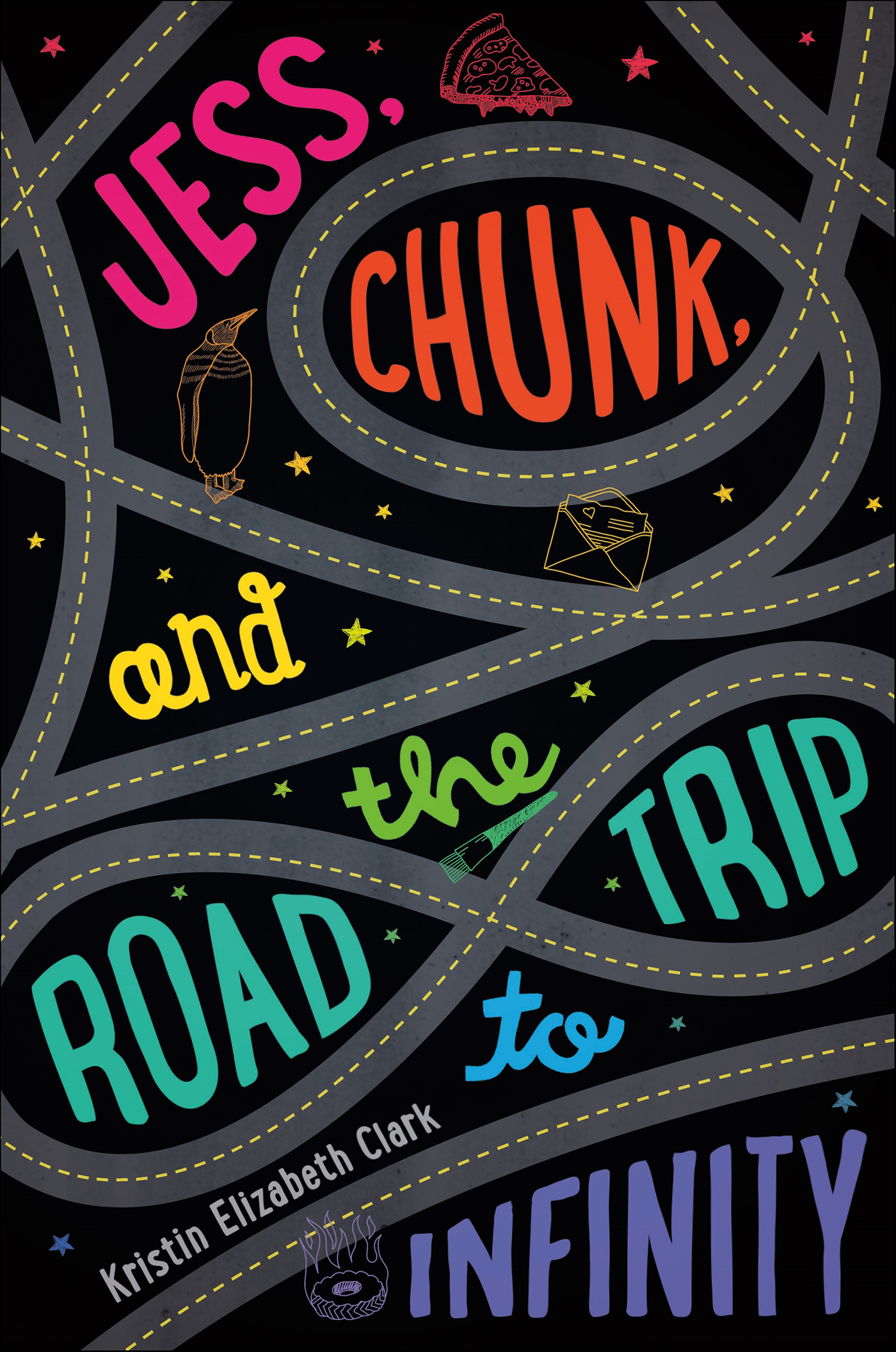 This image is the cover for the book Jess, Chunk, and the Road Trip to Infinity