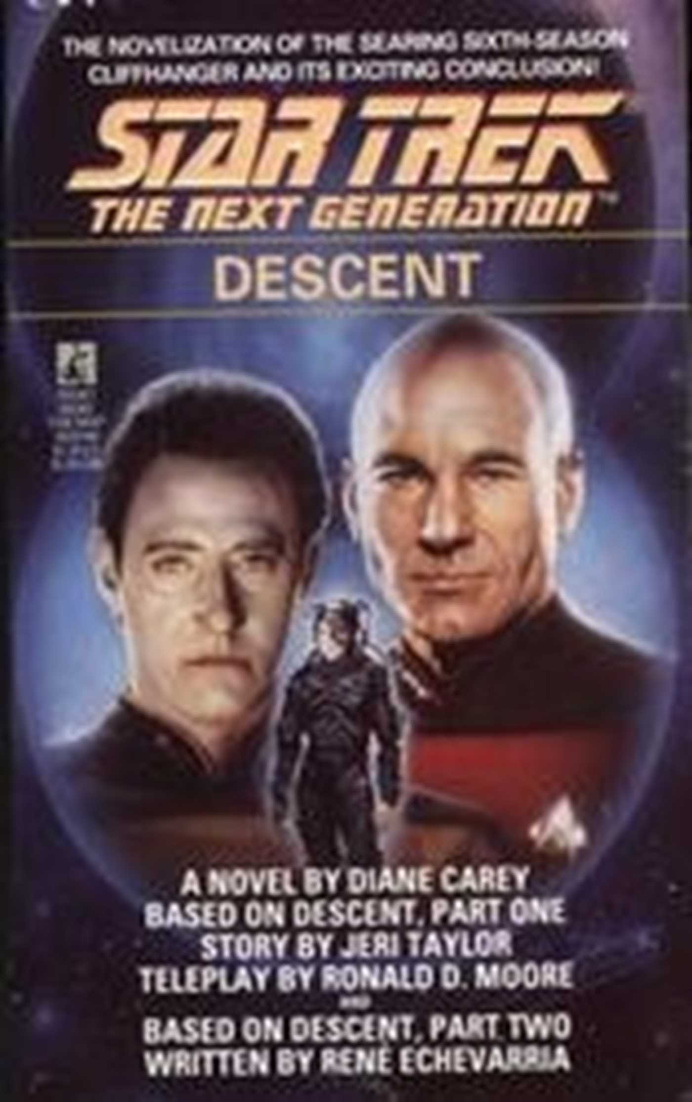 This image is the cover for the book Descent, Star Trek: The Next Generation