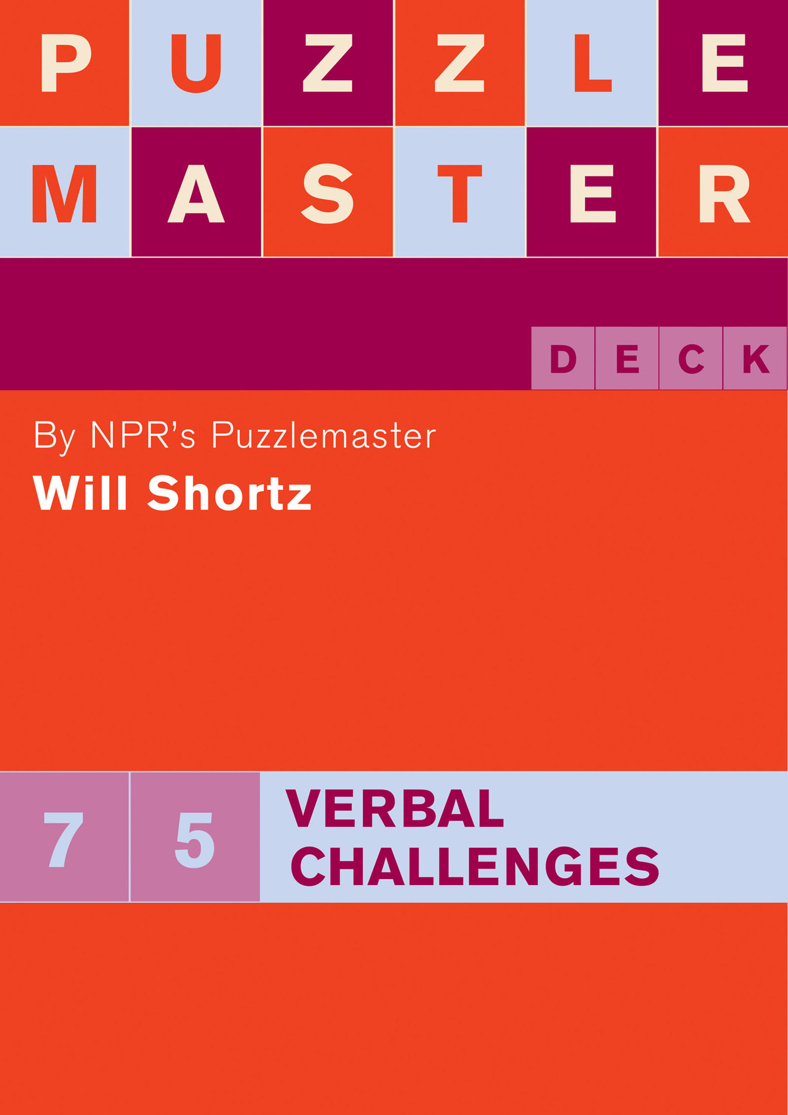 This image is the cover for the book Puzzlemaster Deck: 75 Verbal Challenges, Puzzlemaster Deck