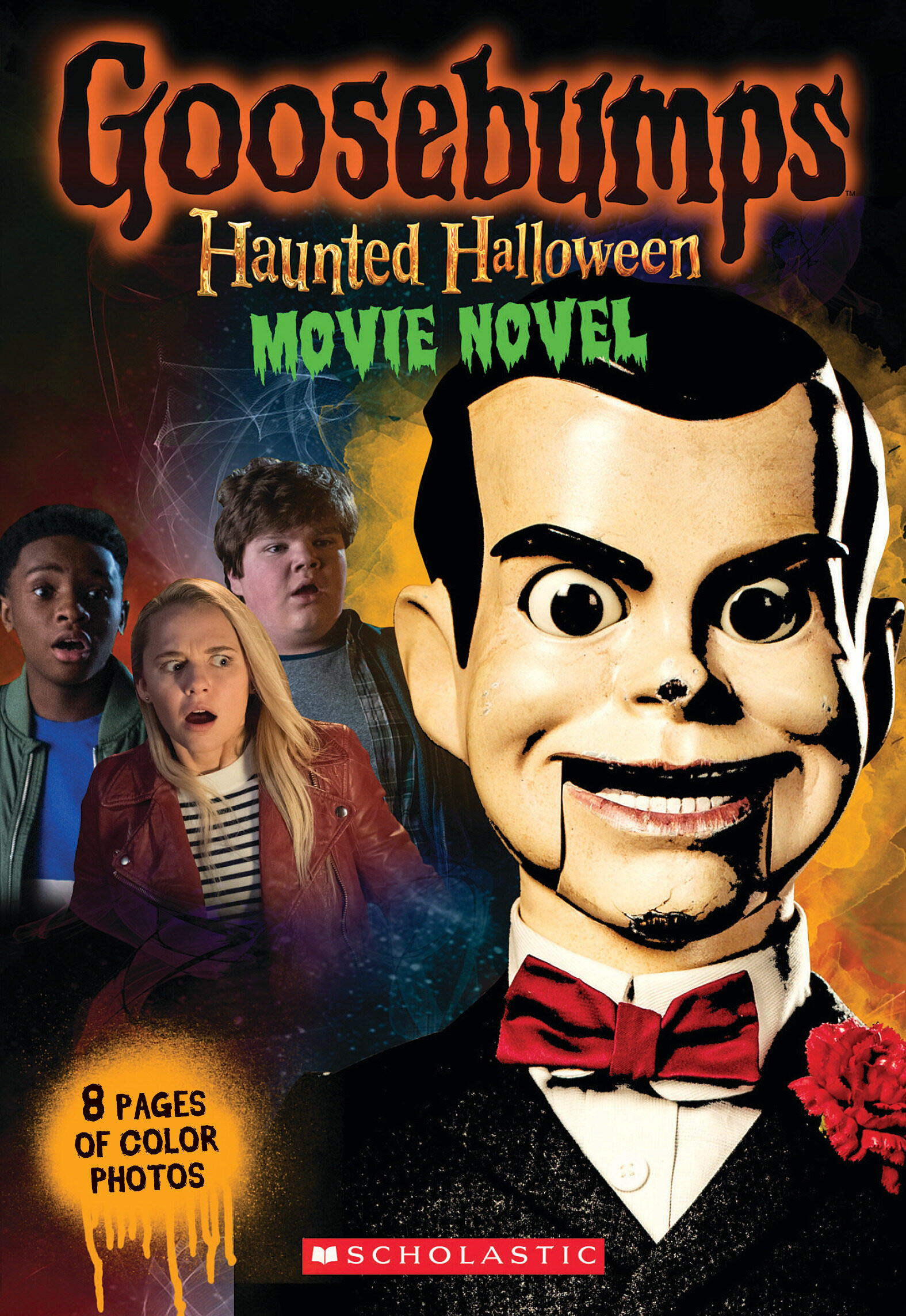 This image is the cover for the book Haunted Halloween: Movie Novel, Goosebumps the Movie
