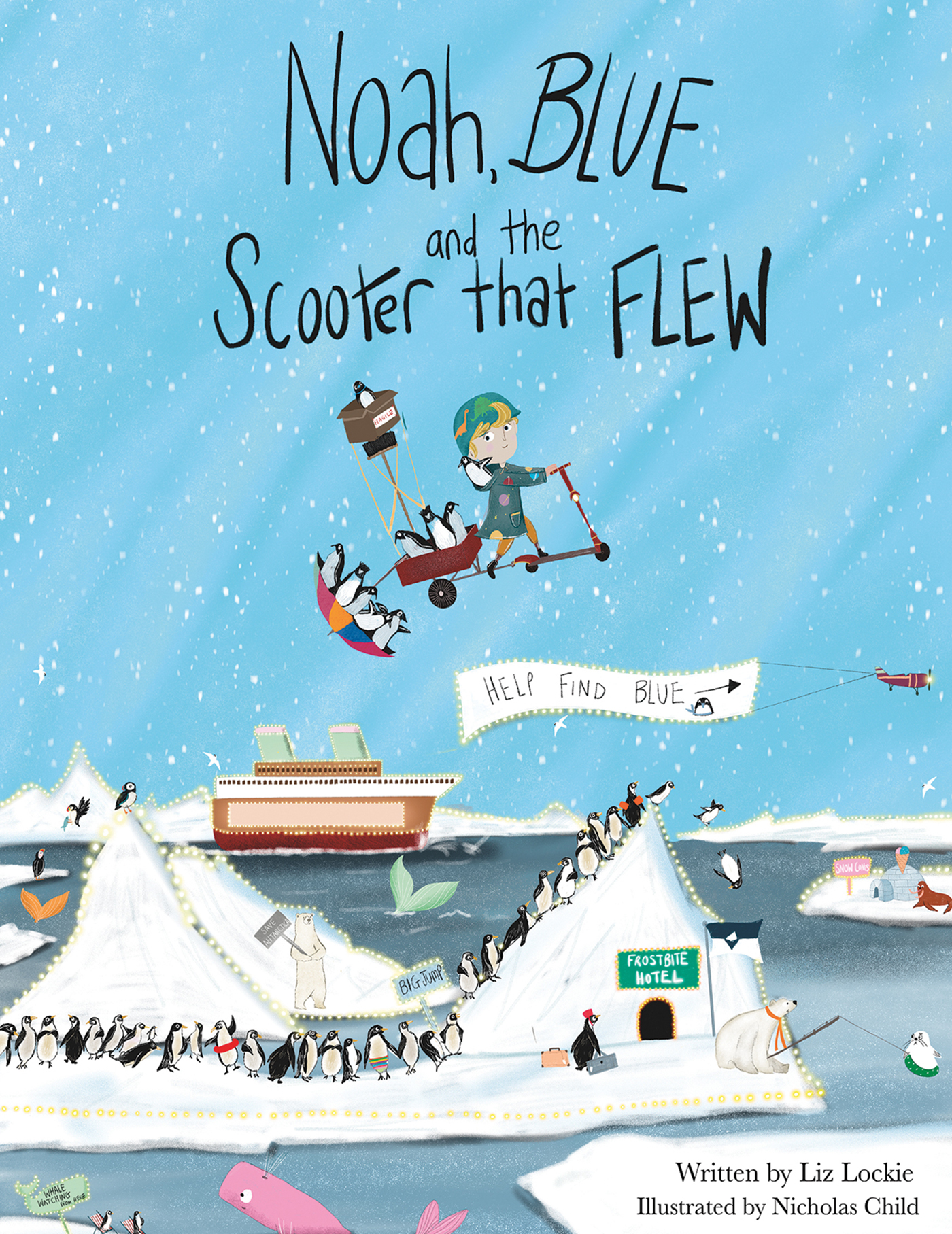This image is the cover for the book Noah, Blue and the Scooter That Flew