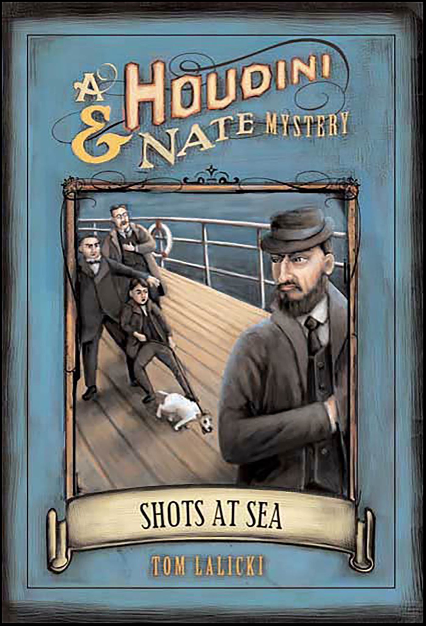 This image is the cover for the book Shots at Sea, Houdini & Nate Mysteries