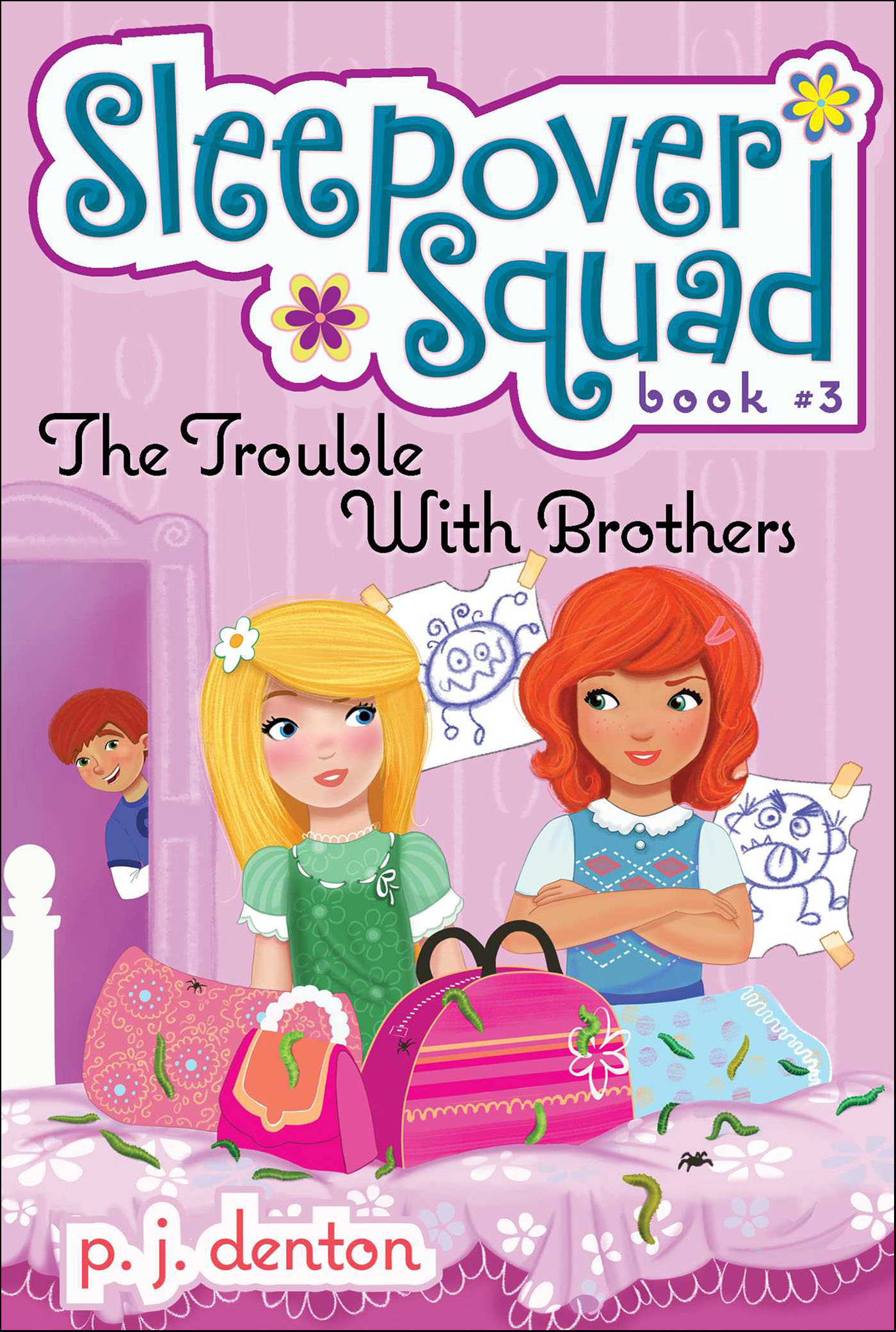 This image is the cover for the book Trouble with Brothers, Sleepover Squad