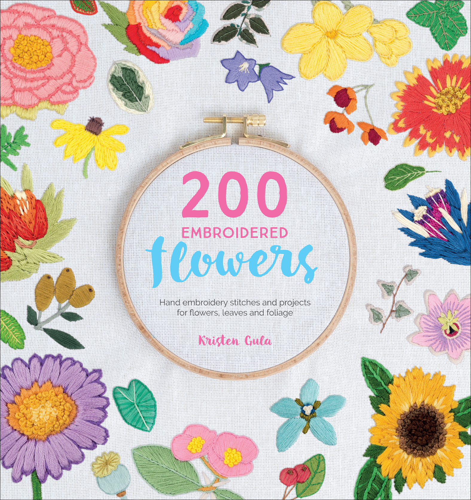 This image is the cover for the book 200 Embroidered Flowers