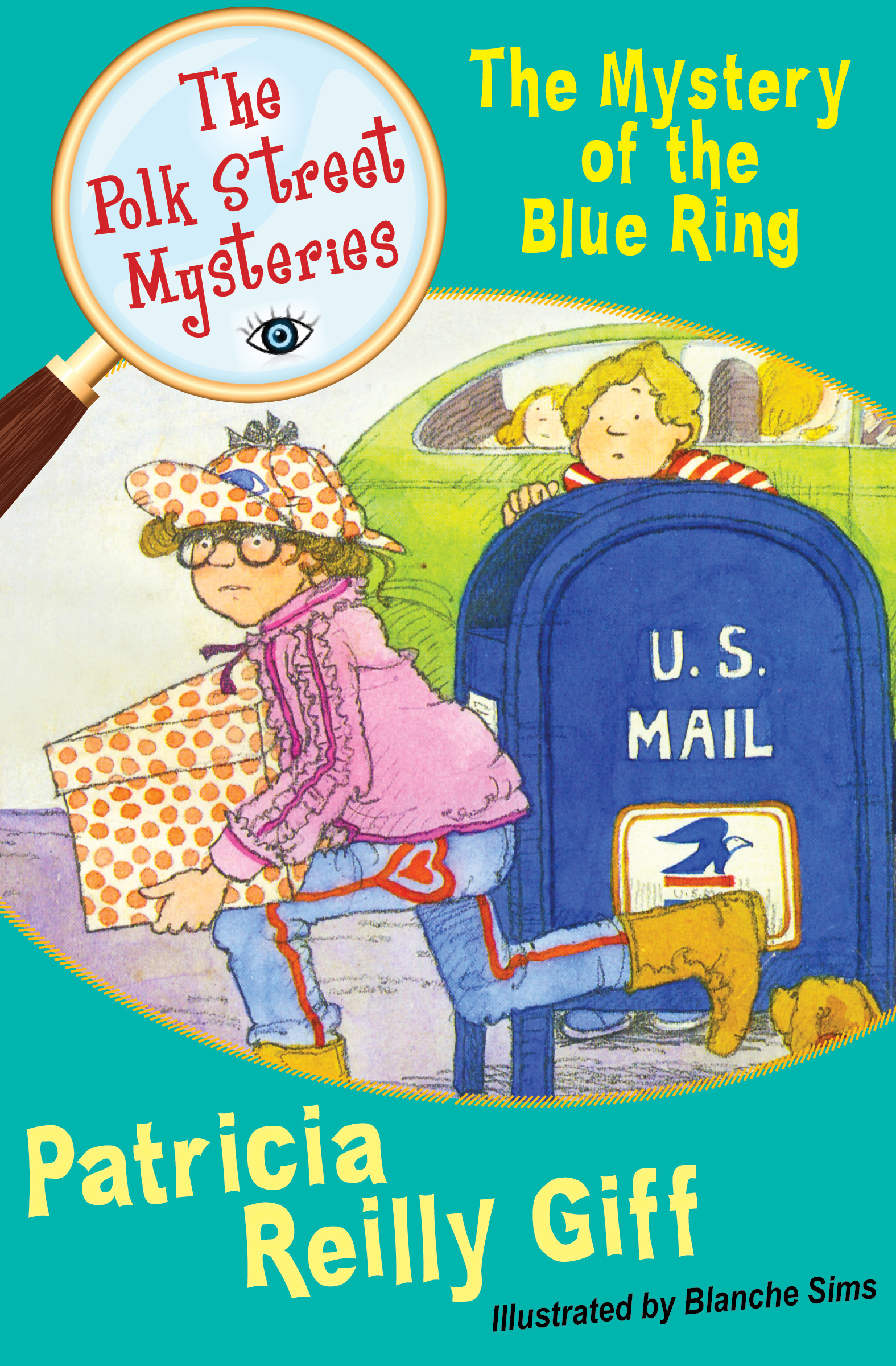 This image is the cover for the book Mystery of the Blue Ring, The Polk Street Mysteries