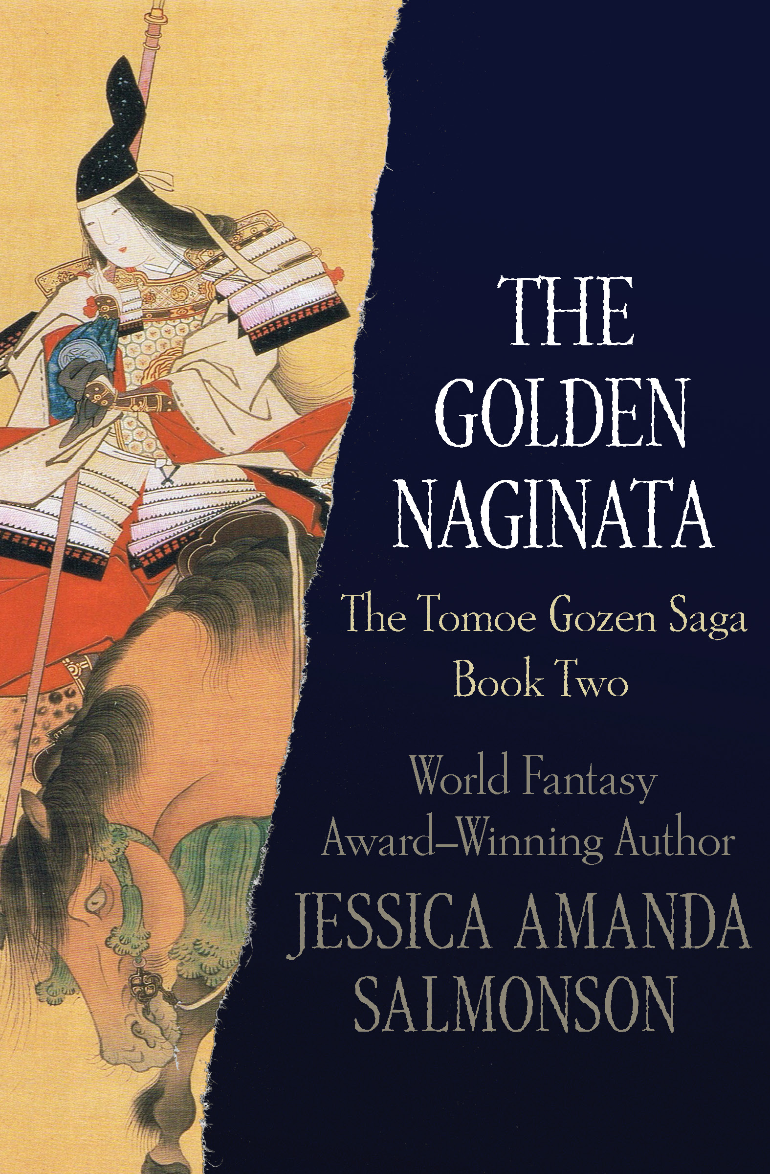 This image is the cover for the book Golden Naginata, The Tomoe Gozen Saga