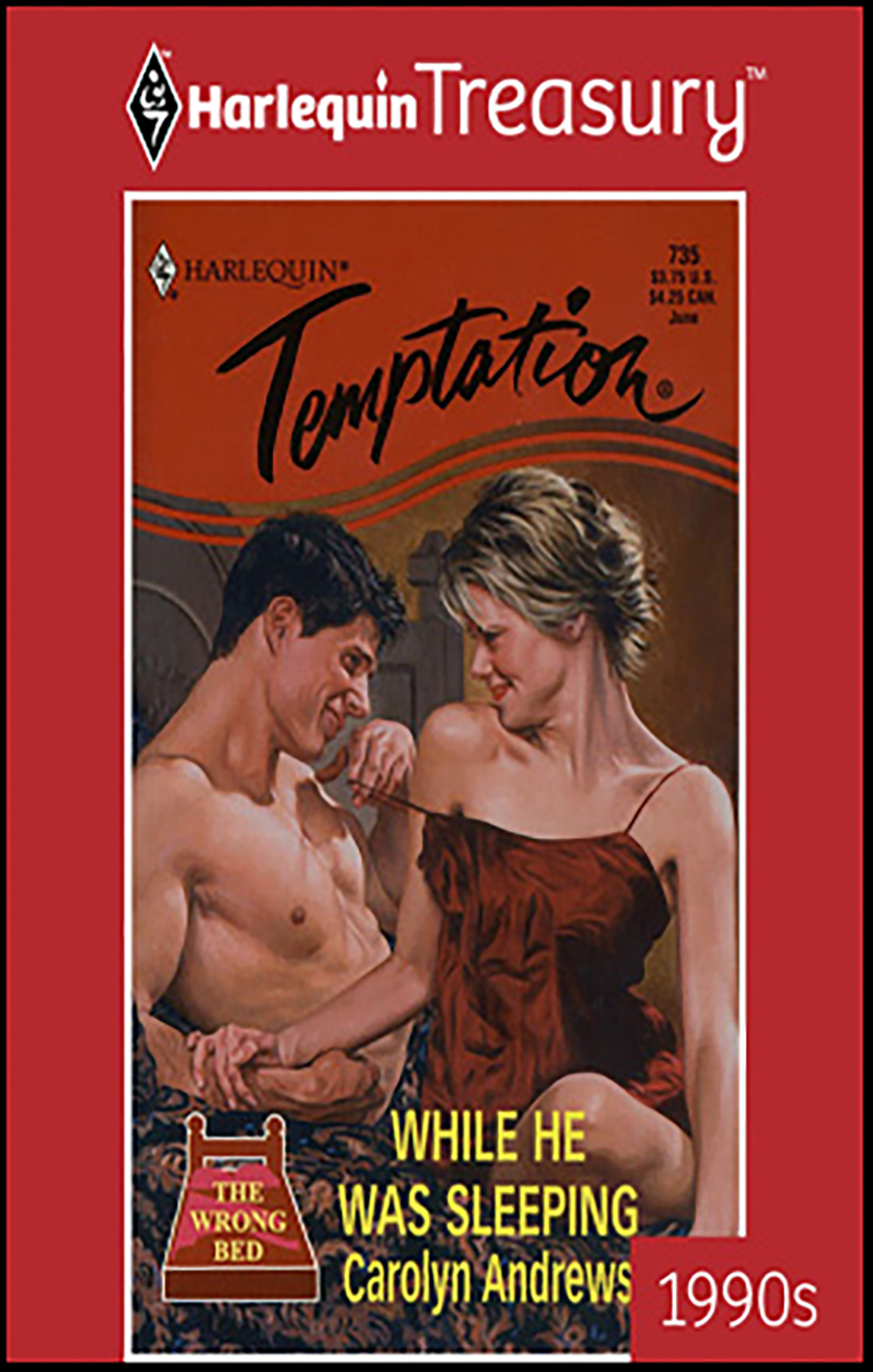This image is the cover for the book While He Was Sleeping, The Wrong Bed