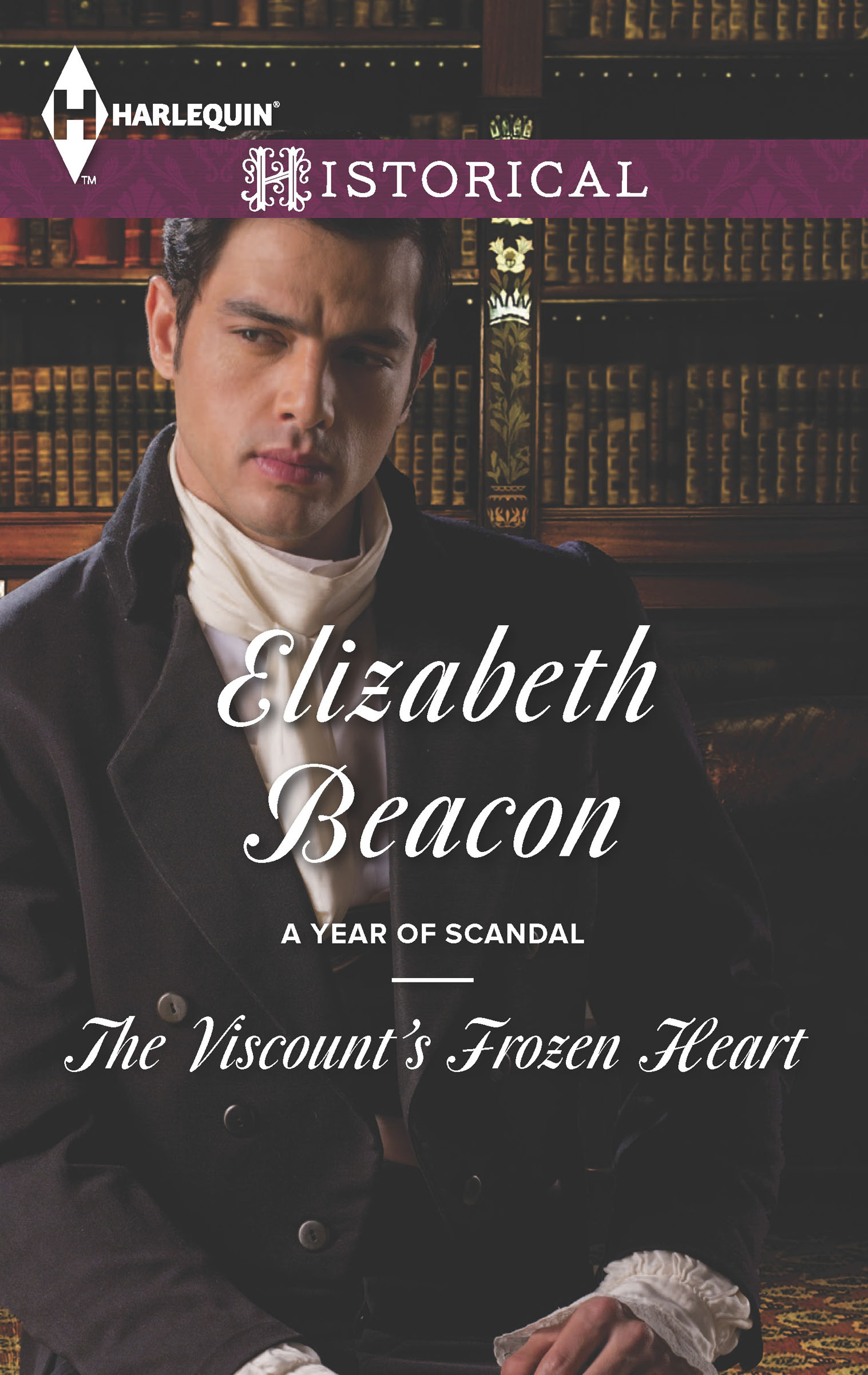 This image is the cover for the book Viscount's Frozen Heart, A Year of Scandal