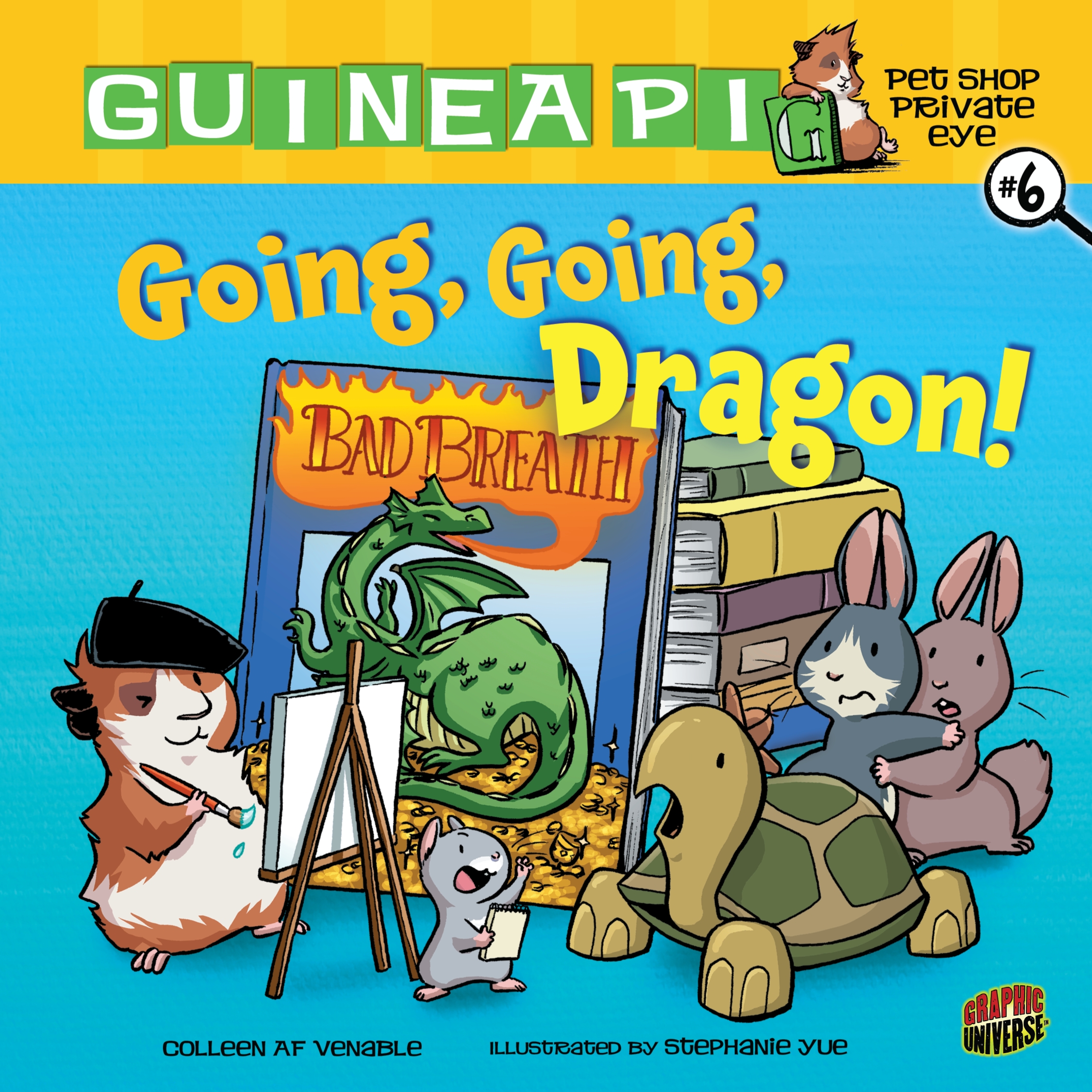 This image is the cover for the book Going, Going, Dragon!, Guinea PIG, Pet Shop Private Eye