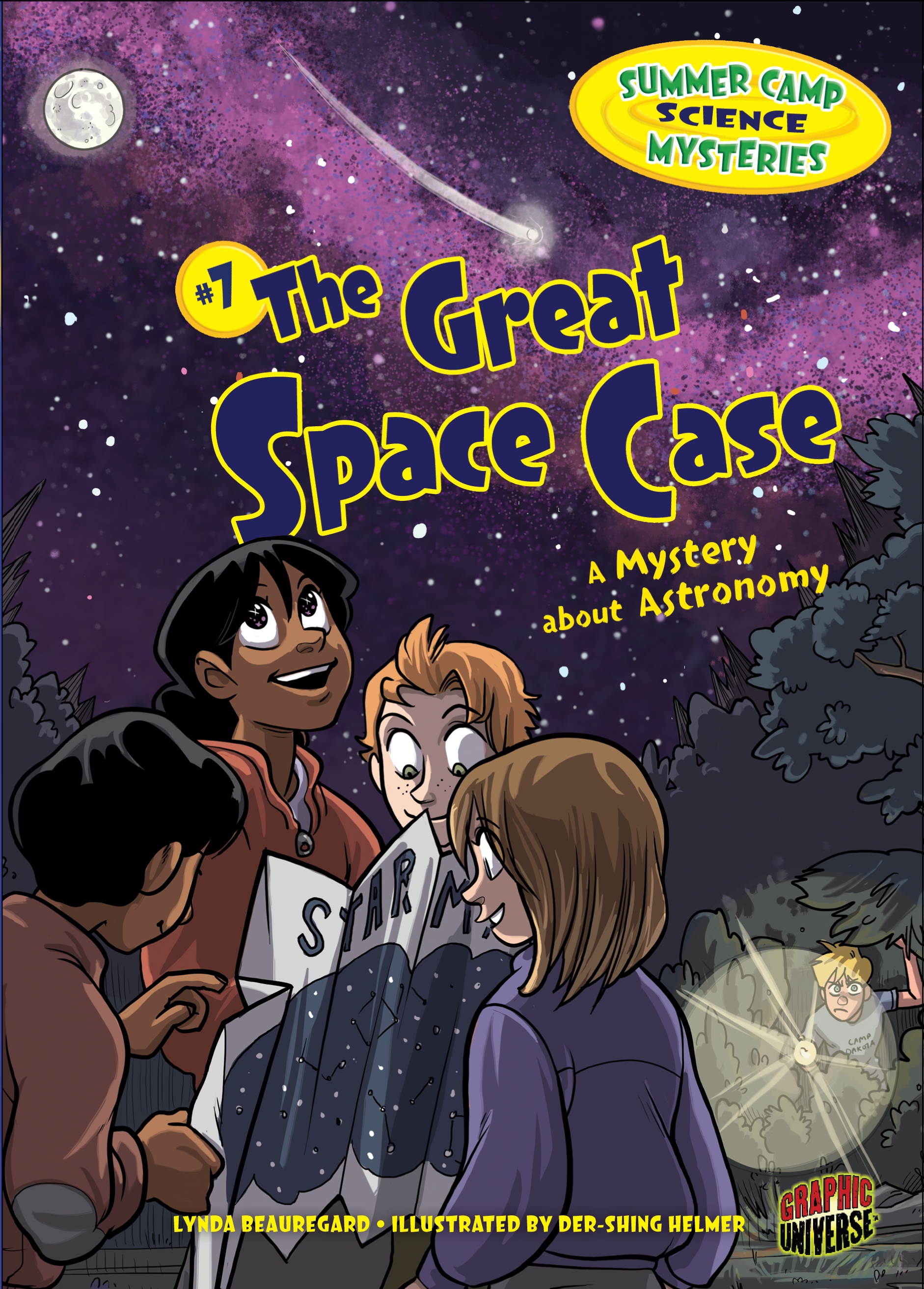 This image is the cover for the book Great Space Case, Summer Camp Science Mysteries
