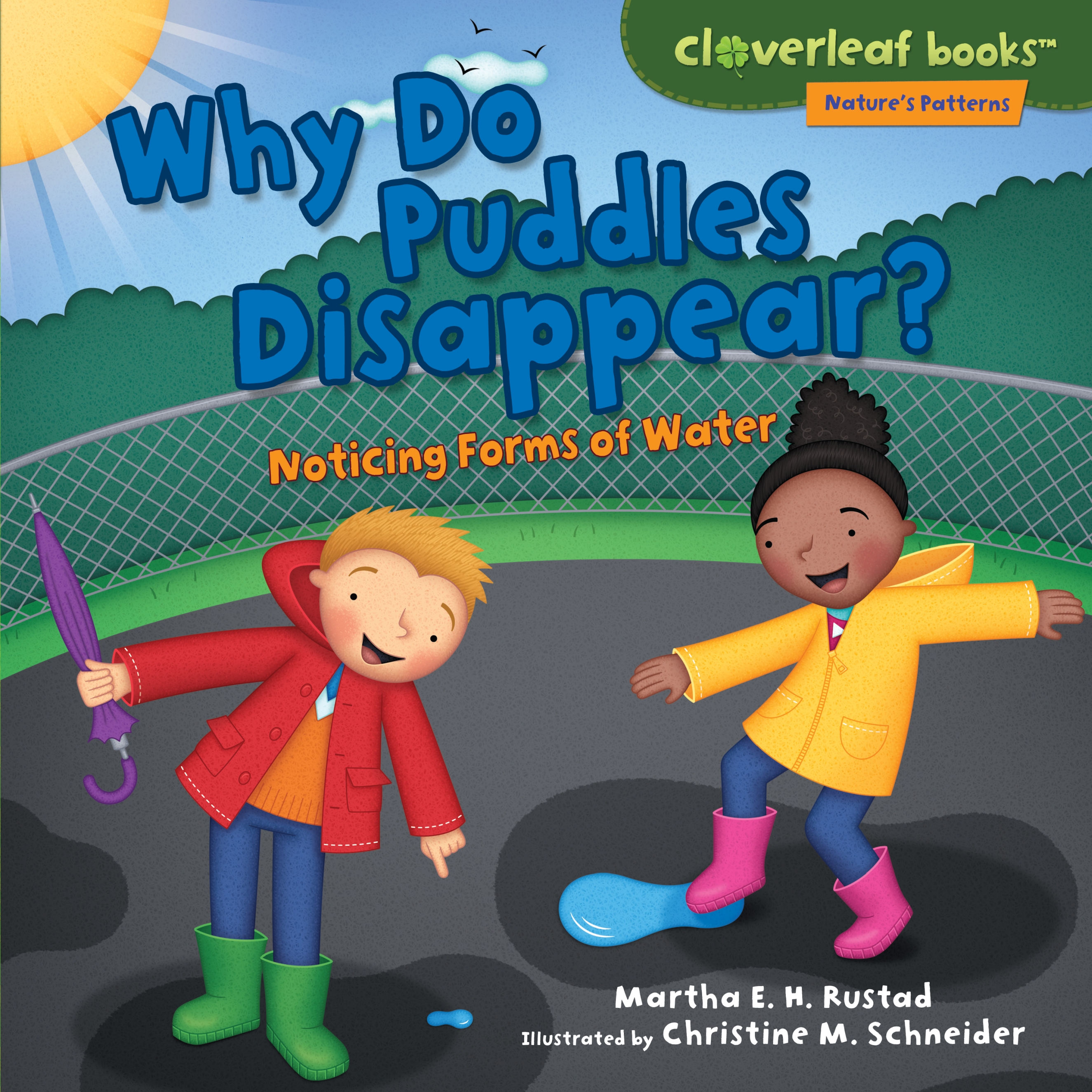 This image is the cover for the book Why Do Puddles Disappear?, Cloverleaf Books ™—Nature's Patterns