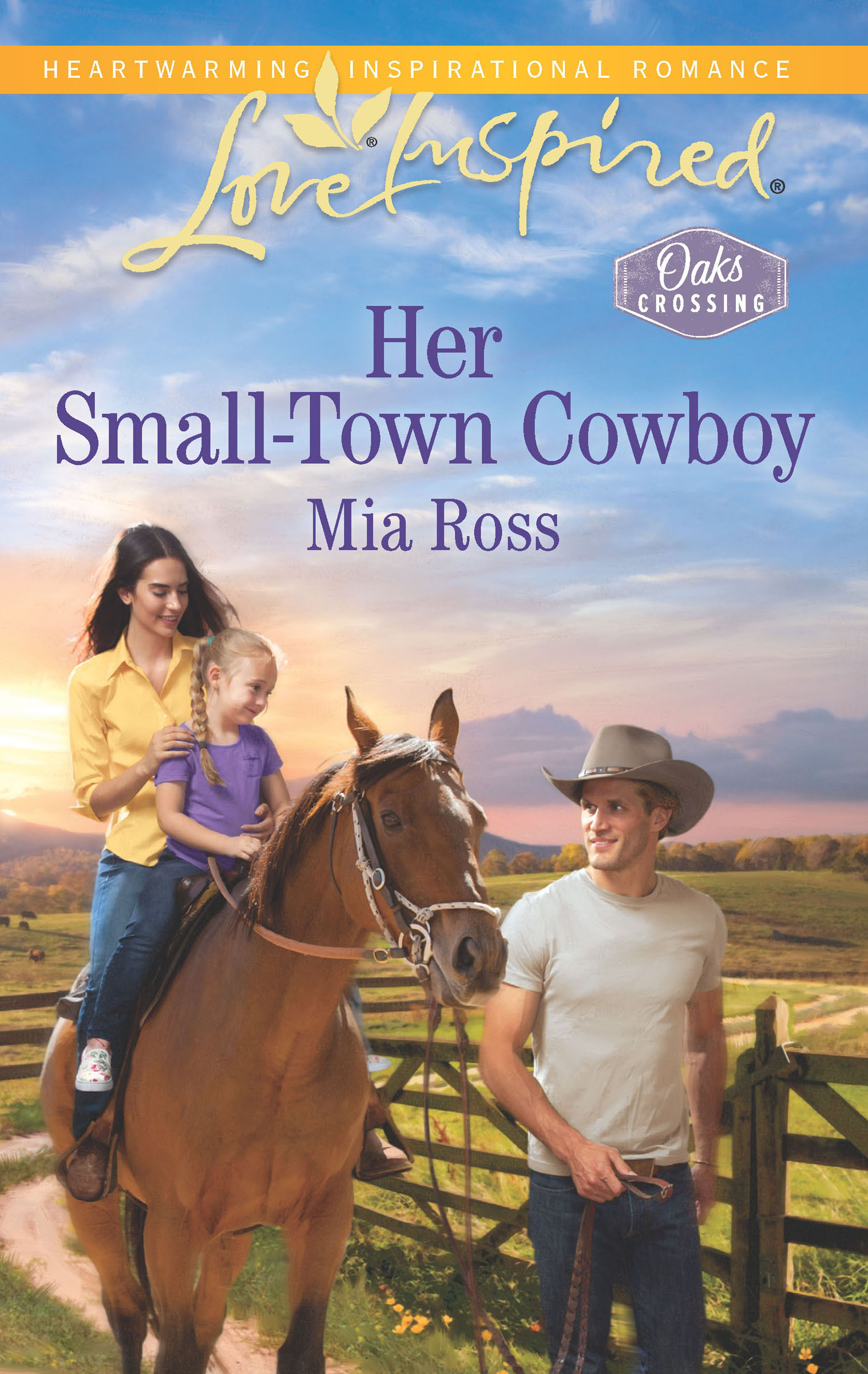 This image is the cover for the book Her Small-Town Cowboy, Oaks Crossing