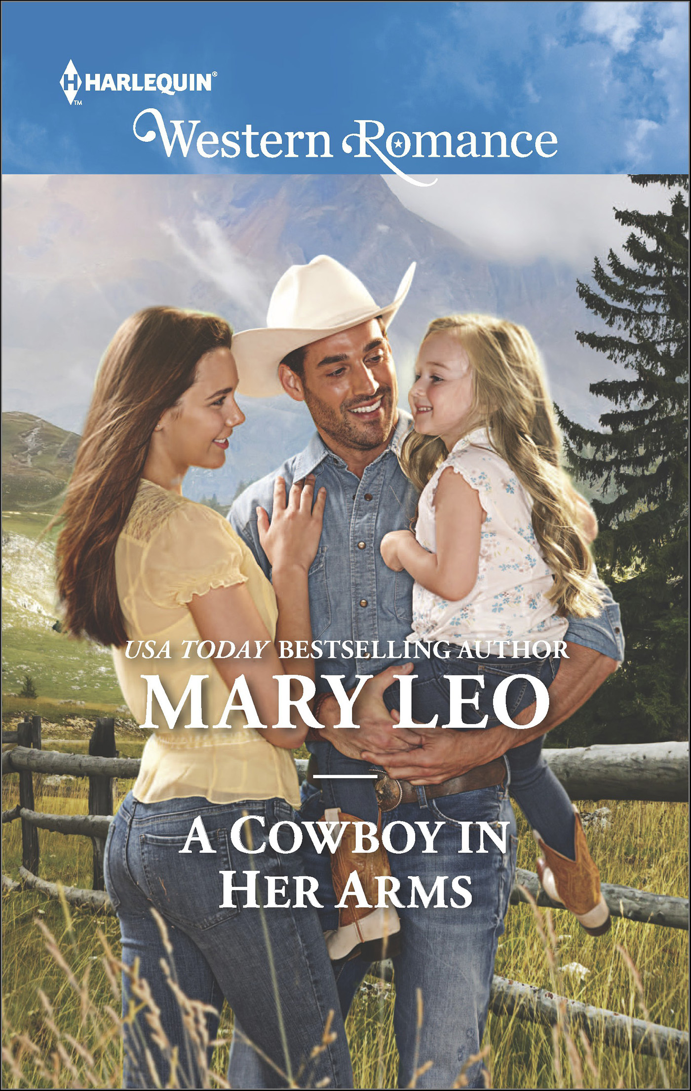 This image is the cover for the book Cowboy in Her Arms