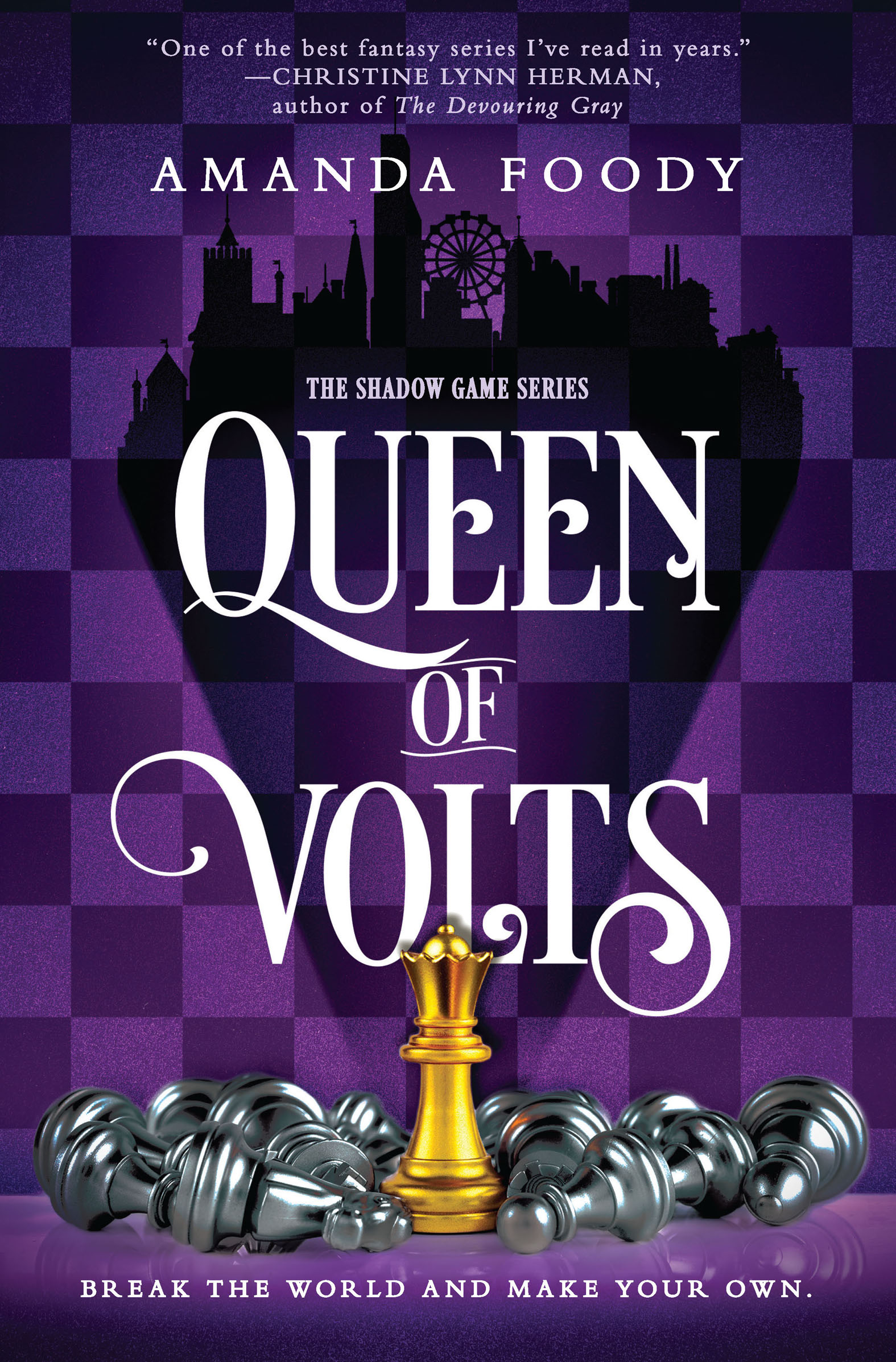 This image is the cover for the book Queen of Volts, The Shadow Game Series