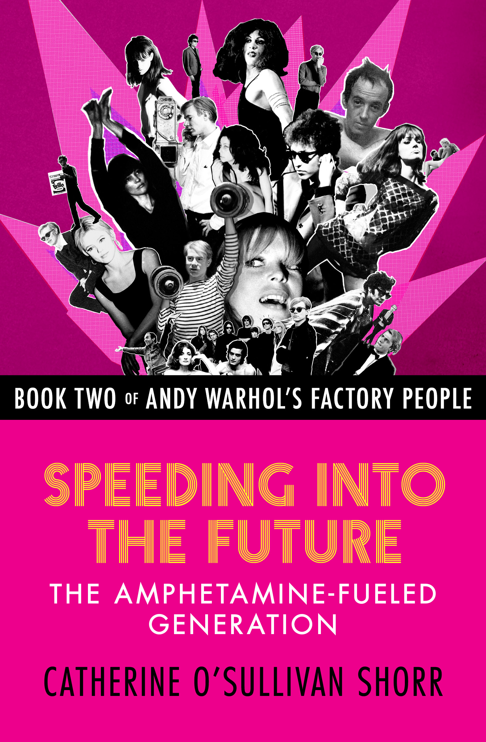This image is the cover for the book Speeding into the Future, Andy Warhol's Factory People