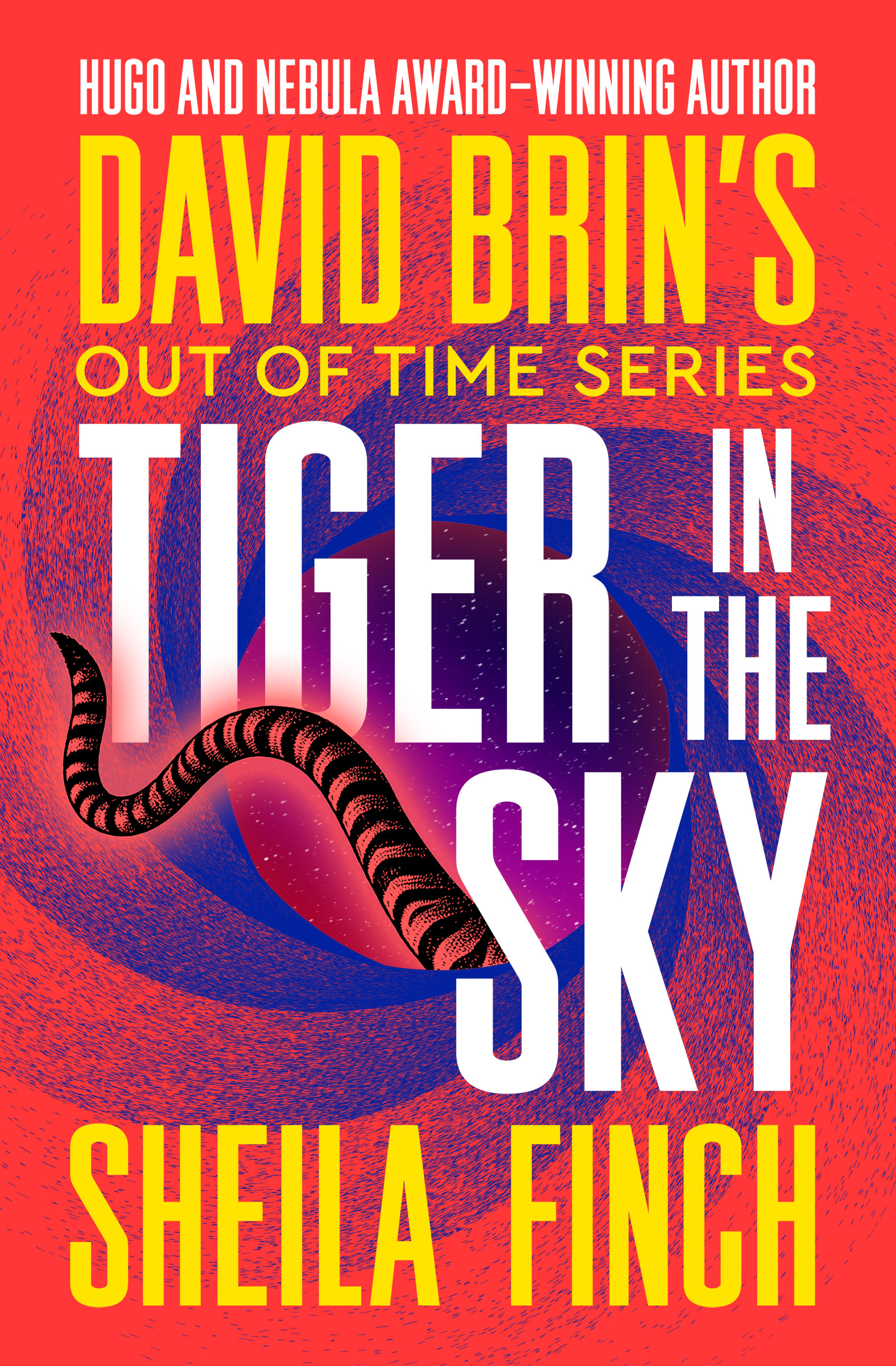 This image is the cover for the book Tiger in the Sky, David Brin's Out of Time Series
