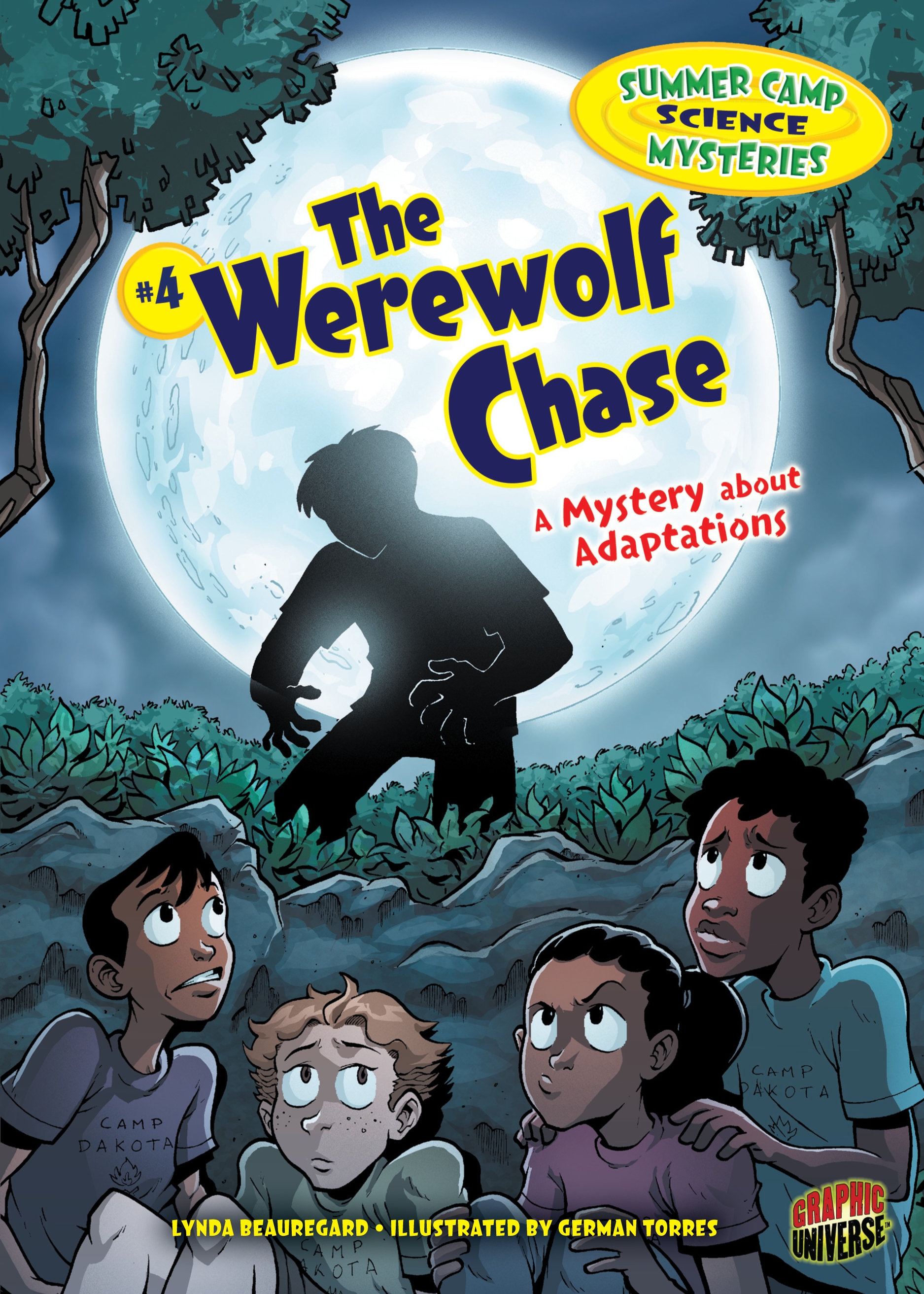 This image is the cover for the book Werewolf Chase, Summer Camp Science Mysteries