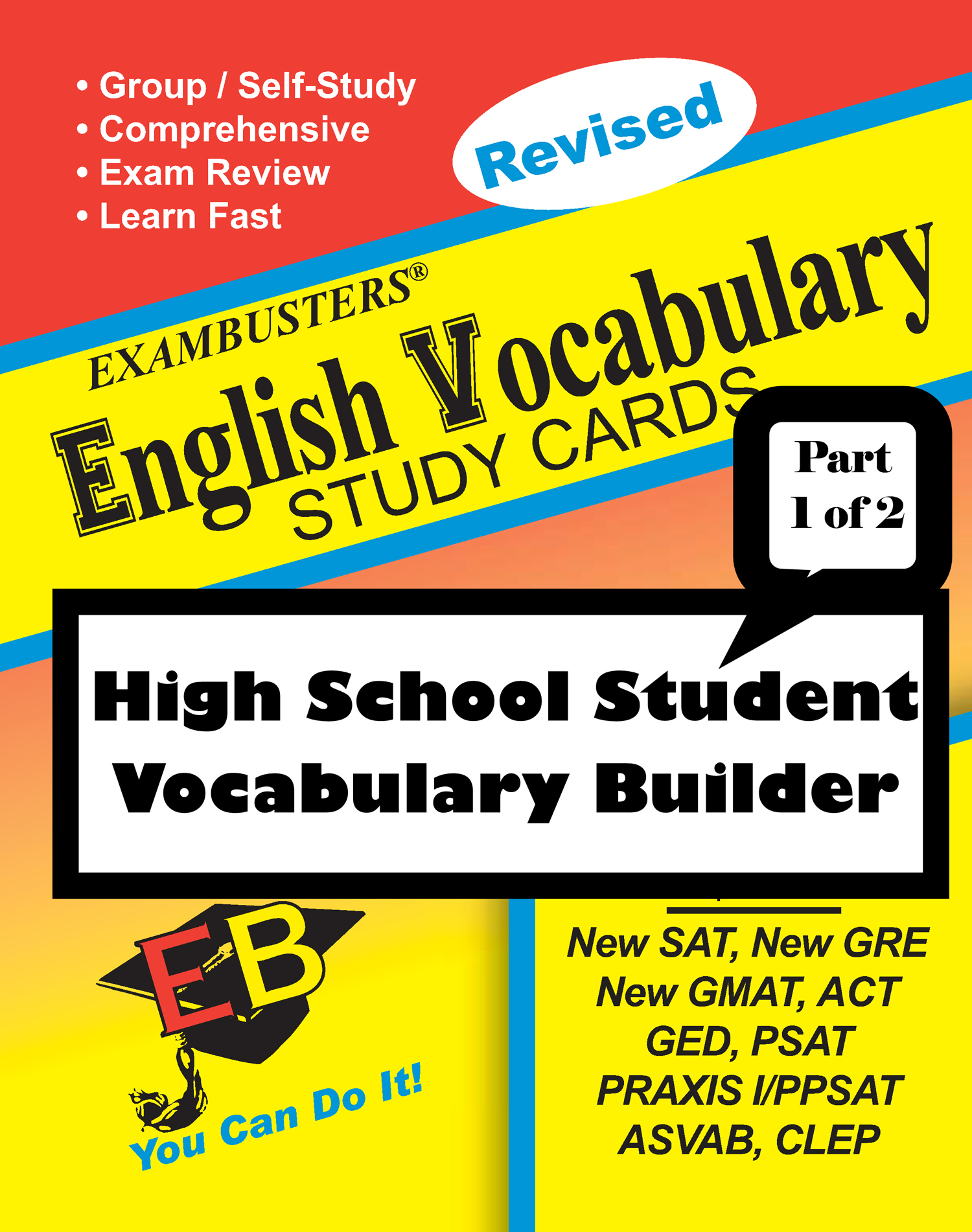This image is the cover for the book Exambusters English Vocabulary Study Cards: High School Vocabulary Builder--Part 1 of 2, Exambusters Vocabulary