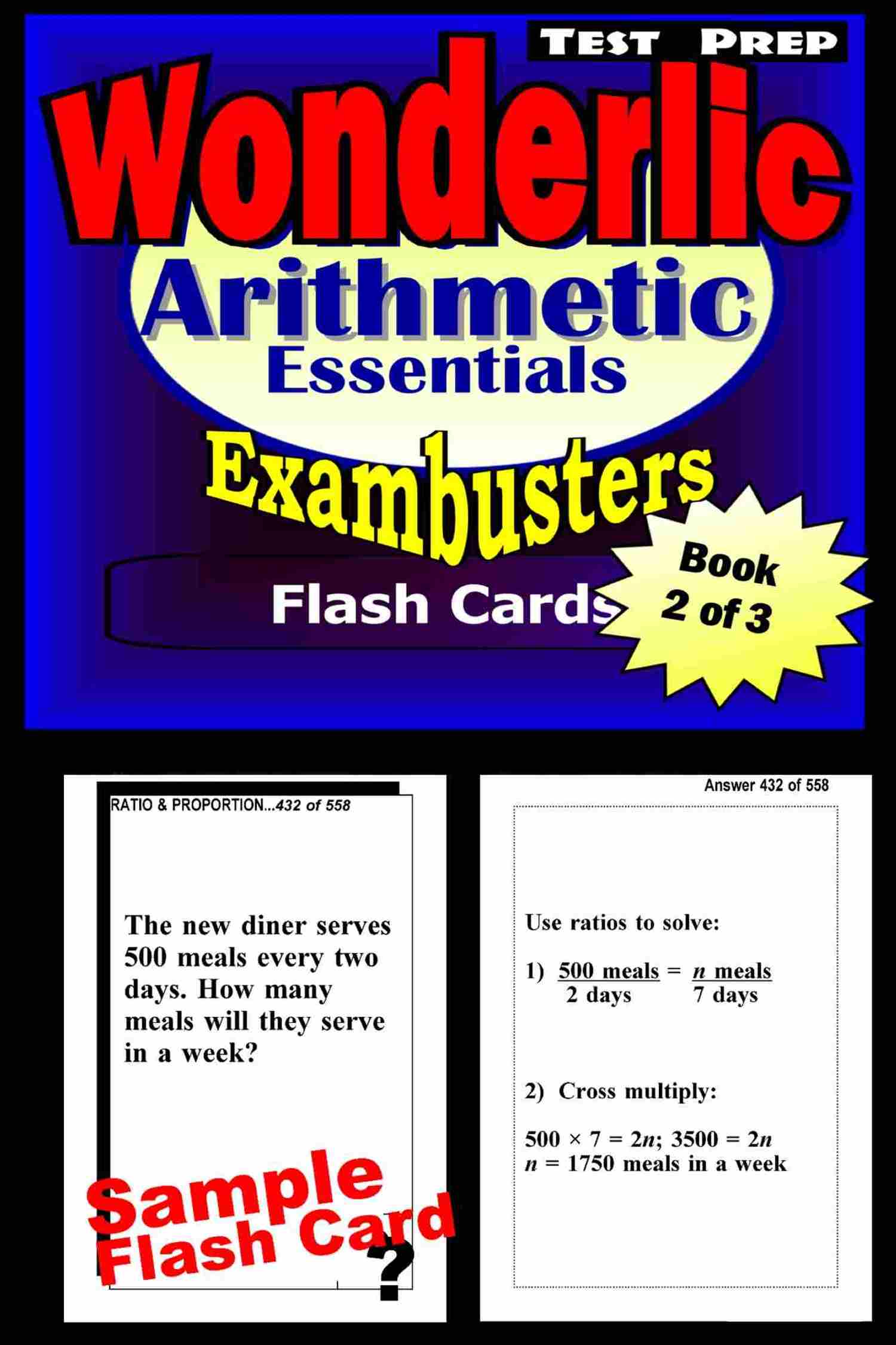 This image is the cover for the book Wonderlic Test Prep Arithmetic Review--Exambusters Flash Cards--Workbook 2 of 3, Exambusters Wonderlic