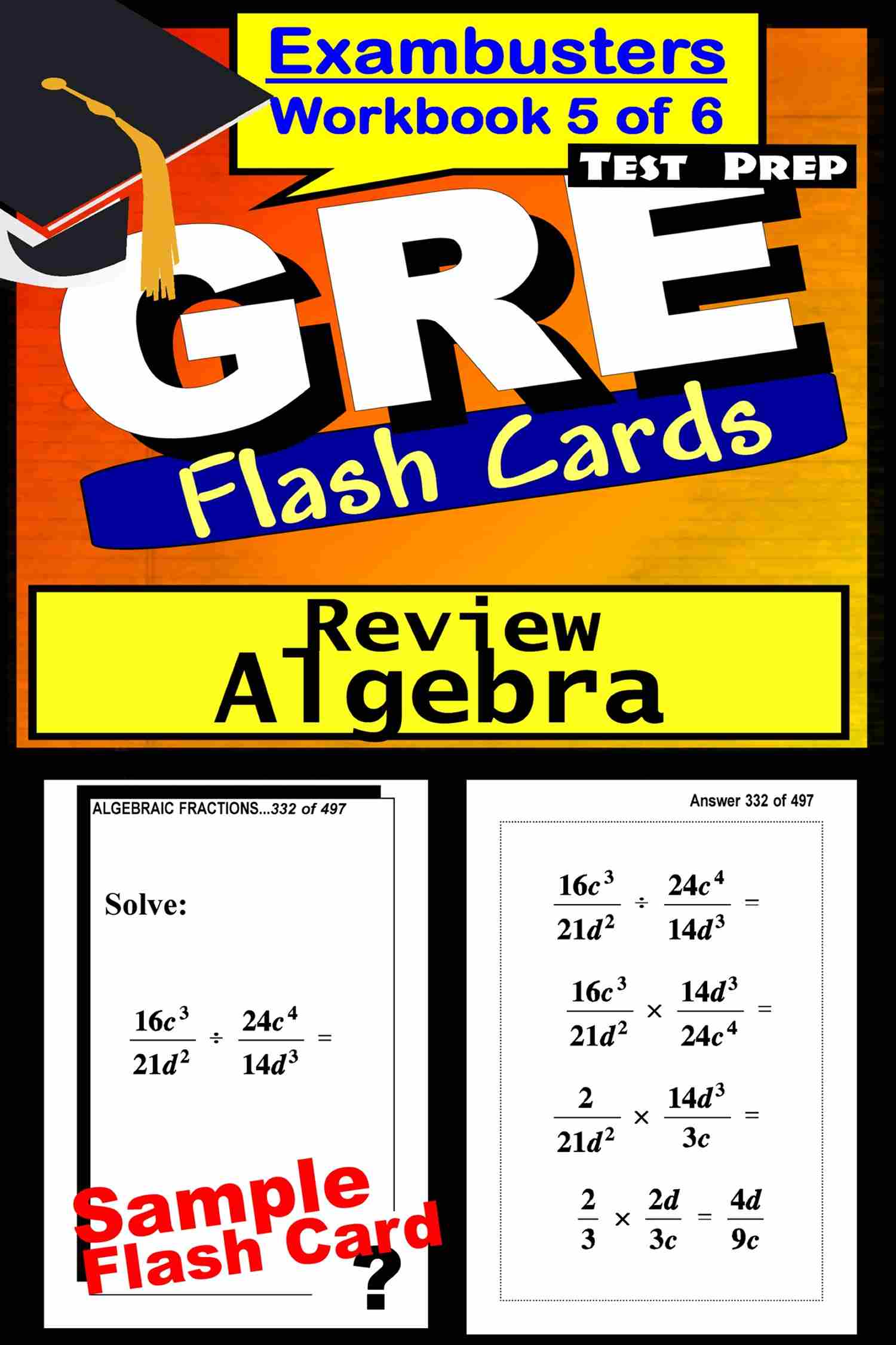 This image is the cover for the book GRE Test Prep Algebra Review--Exambusters Flash Cards--Workbook 5 of 6, Exambusters GRE