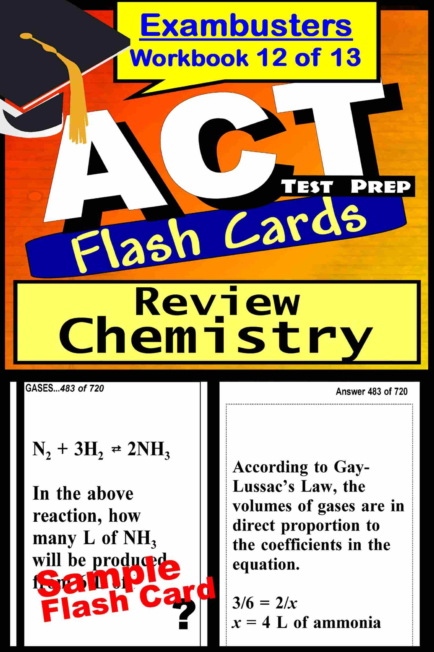 This image is the cover for the book ACT Test Prep Chemistry Review--Exambusters Flash Cards--Workbook 12 of 13, Exambusters ACT