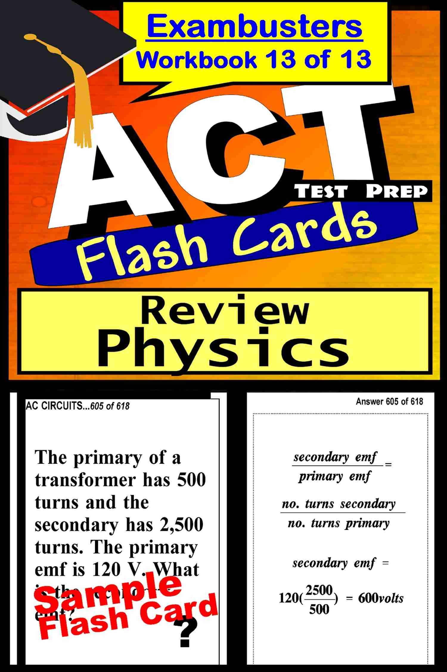 This image is the cover for the book ACT Test Prep Physics Review--Exambusters Flash Cards--Workbook 13 of 13, Exambusters ACT