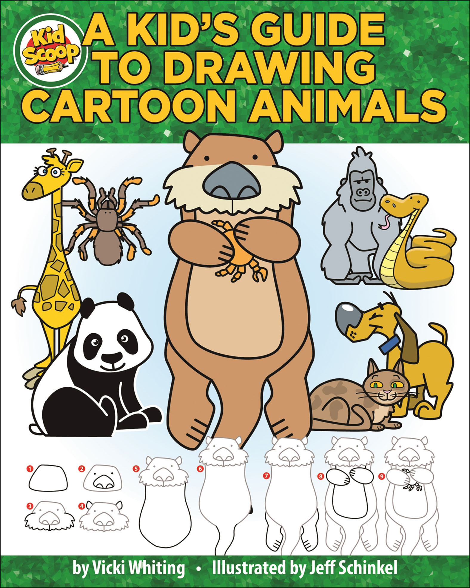 This image is the cover for the book Kid's Guide to Drawing Cartoon Animals, Kid Scoop