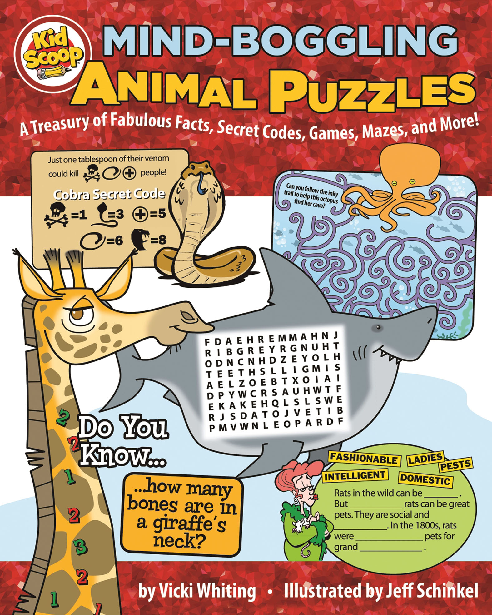 This image is the cover for the book Mind-Boggling Animal Puzzles, Kid Scoop