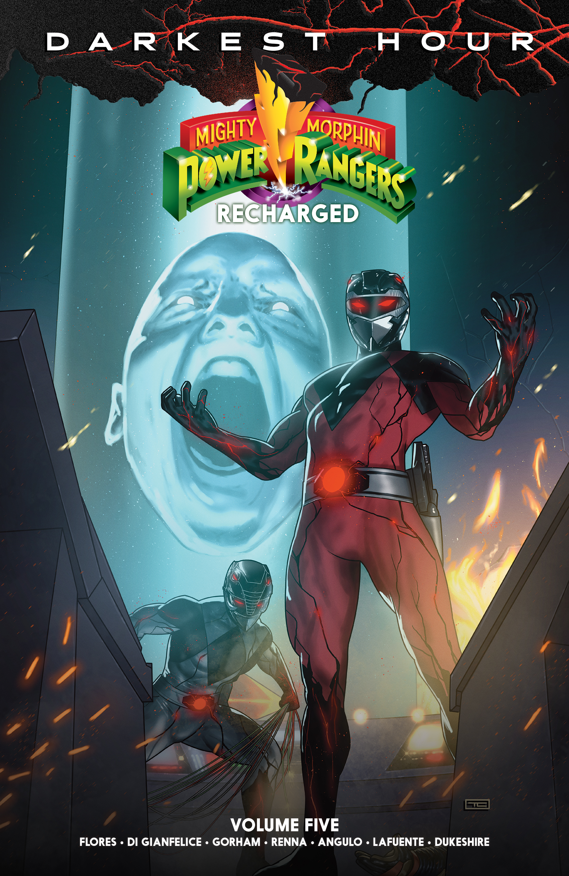 This image is the cover for the book Mighty Morphin Power Rangers: Recharged Vol. 5