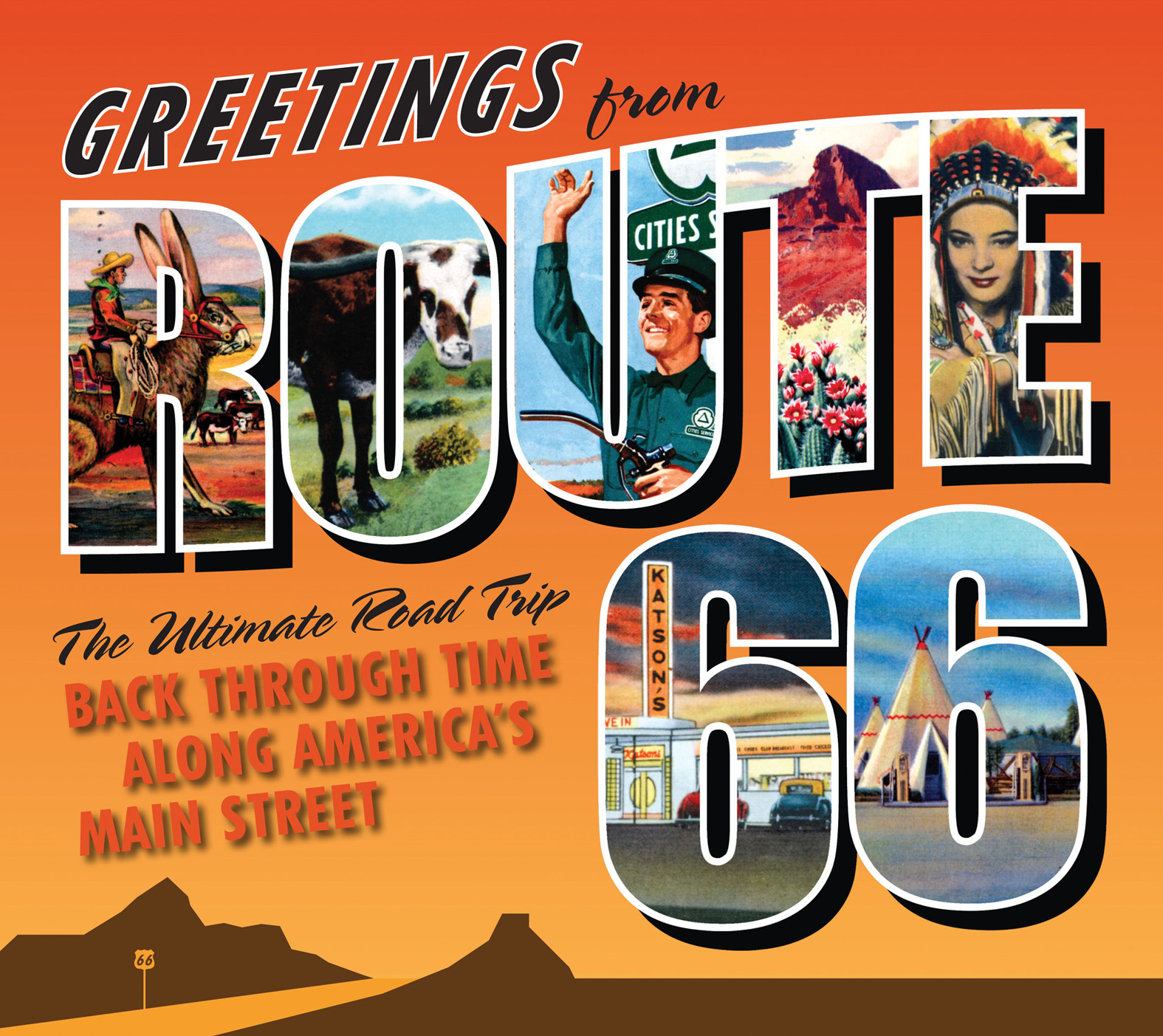 This image is the cover for the book Greetings from Route 66