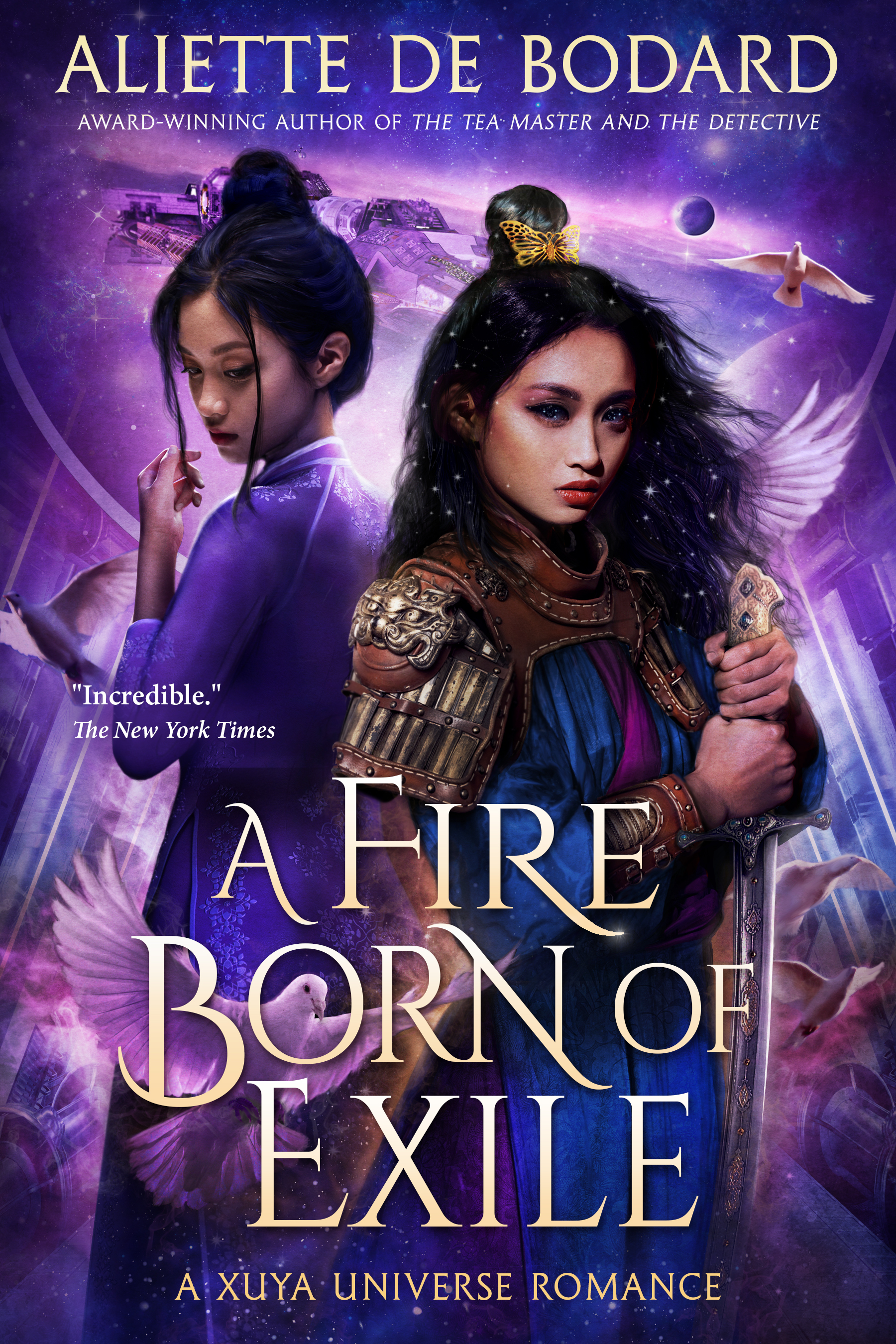 This image is the cover for the book A Fire Born of Exile, Xuya Universe Romances