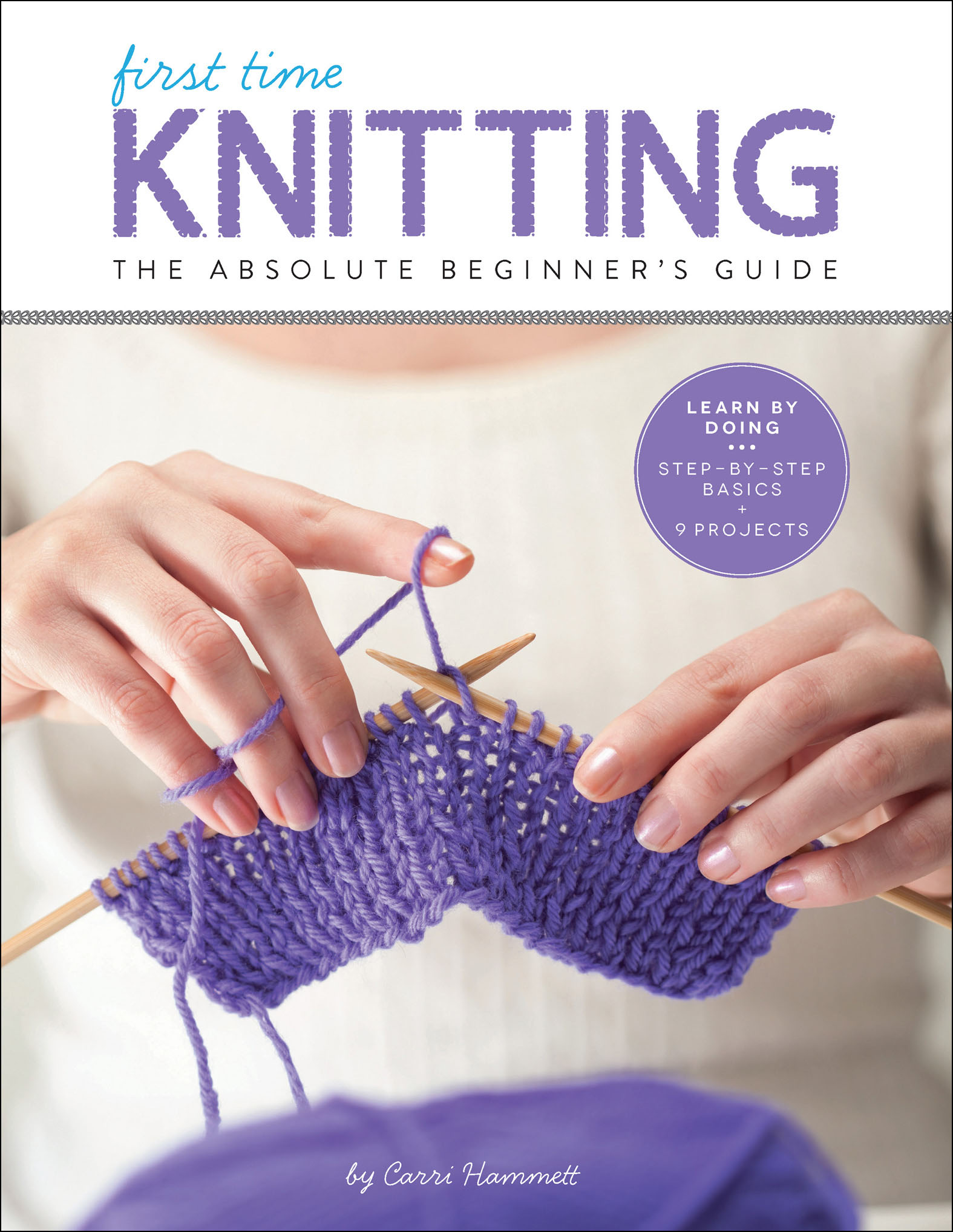 This image is the cover for the book First Time Knitting