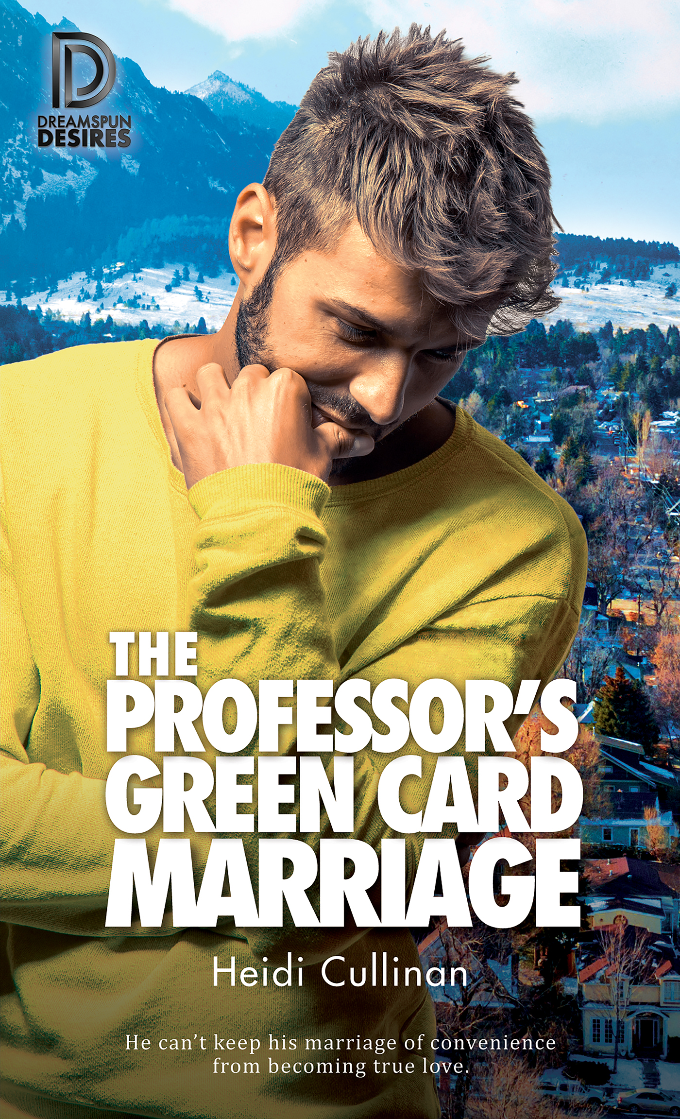 This image is the cover for the book The Professor's Green Card Marriage, Dreamspun Desires